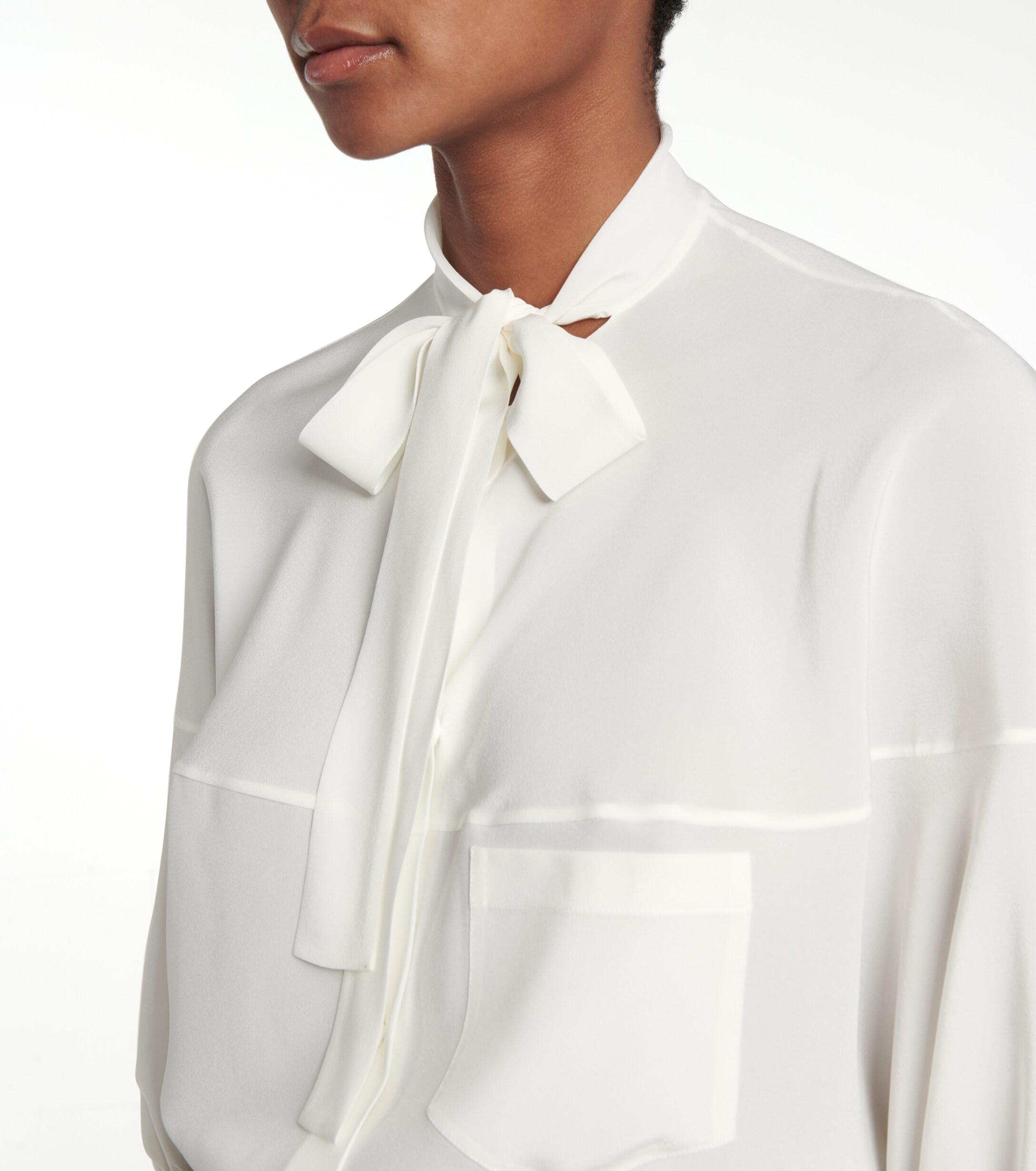 AUFRAY - Blouse à lavallière en mousseline de soie gris