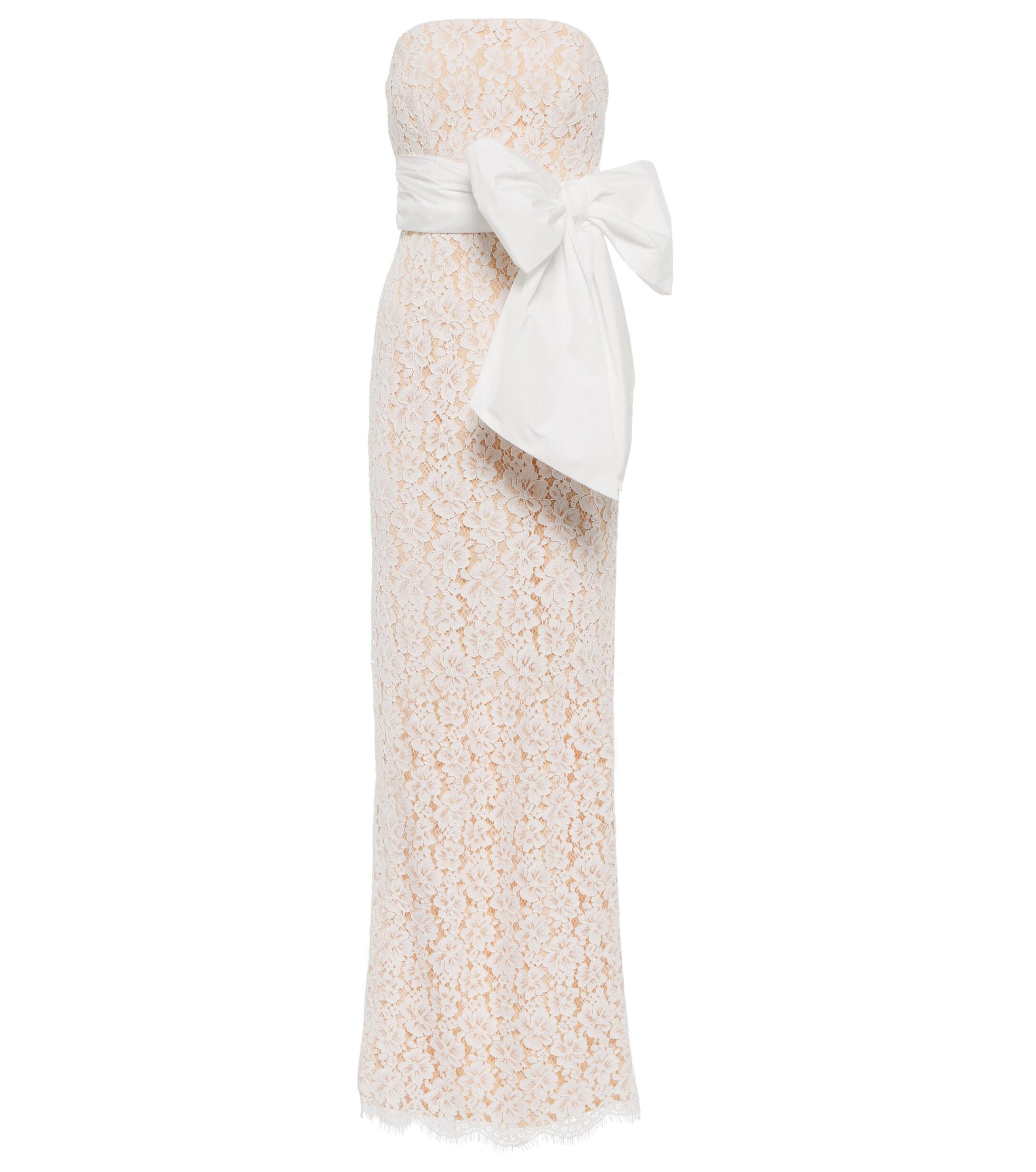 Rebecca Vallance Bridal Floria Bow-trimmed Lace Gown in White | Lyst
