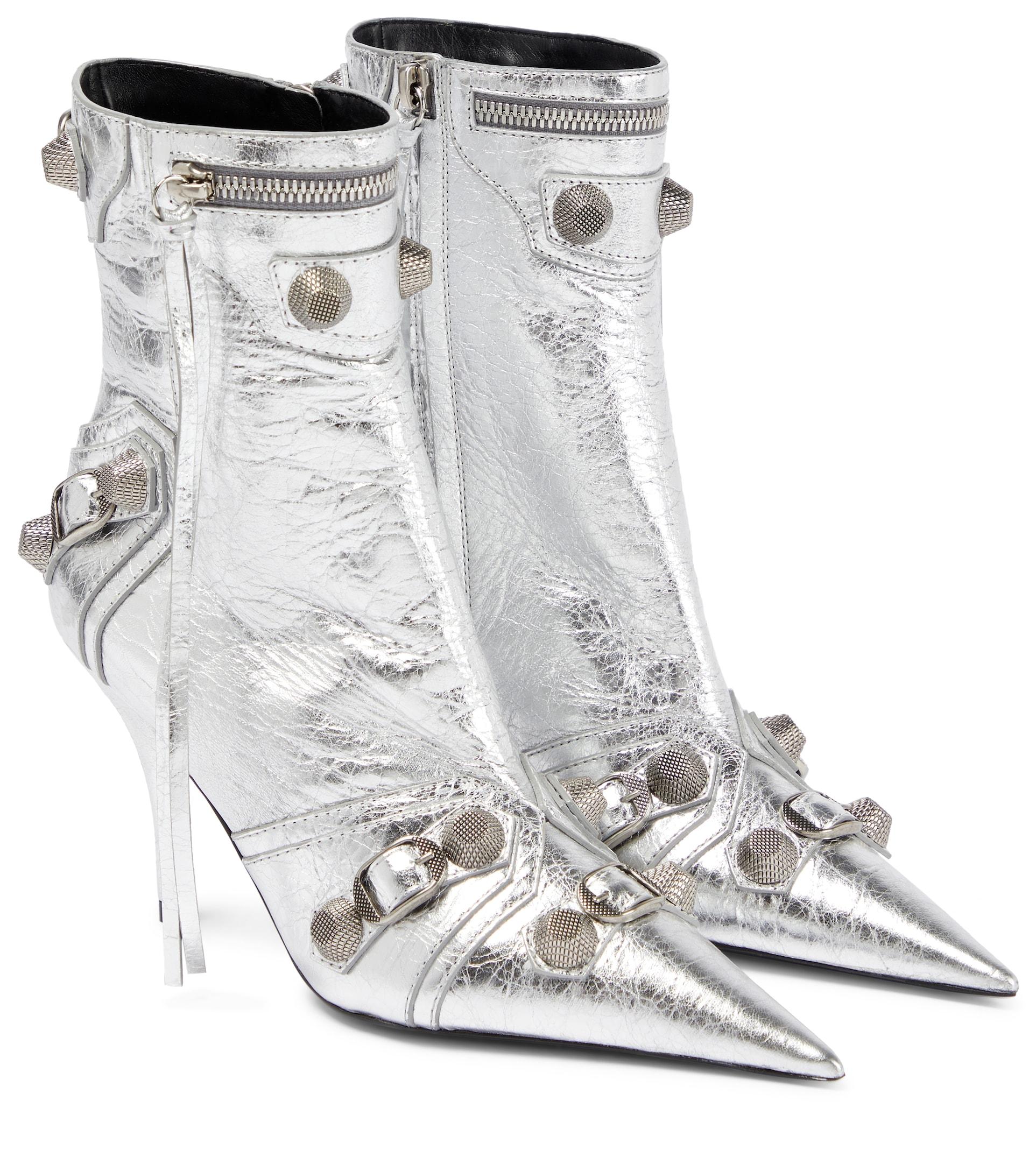 Balenciaga Cagole Leather Ankle Boots in White | Lyst