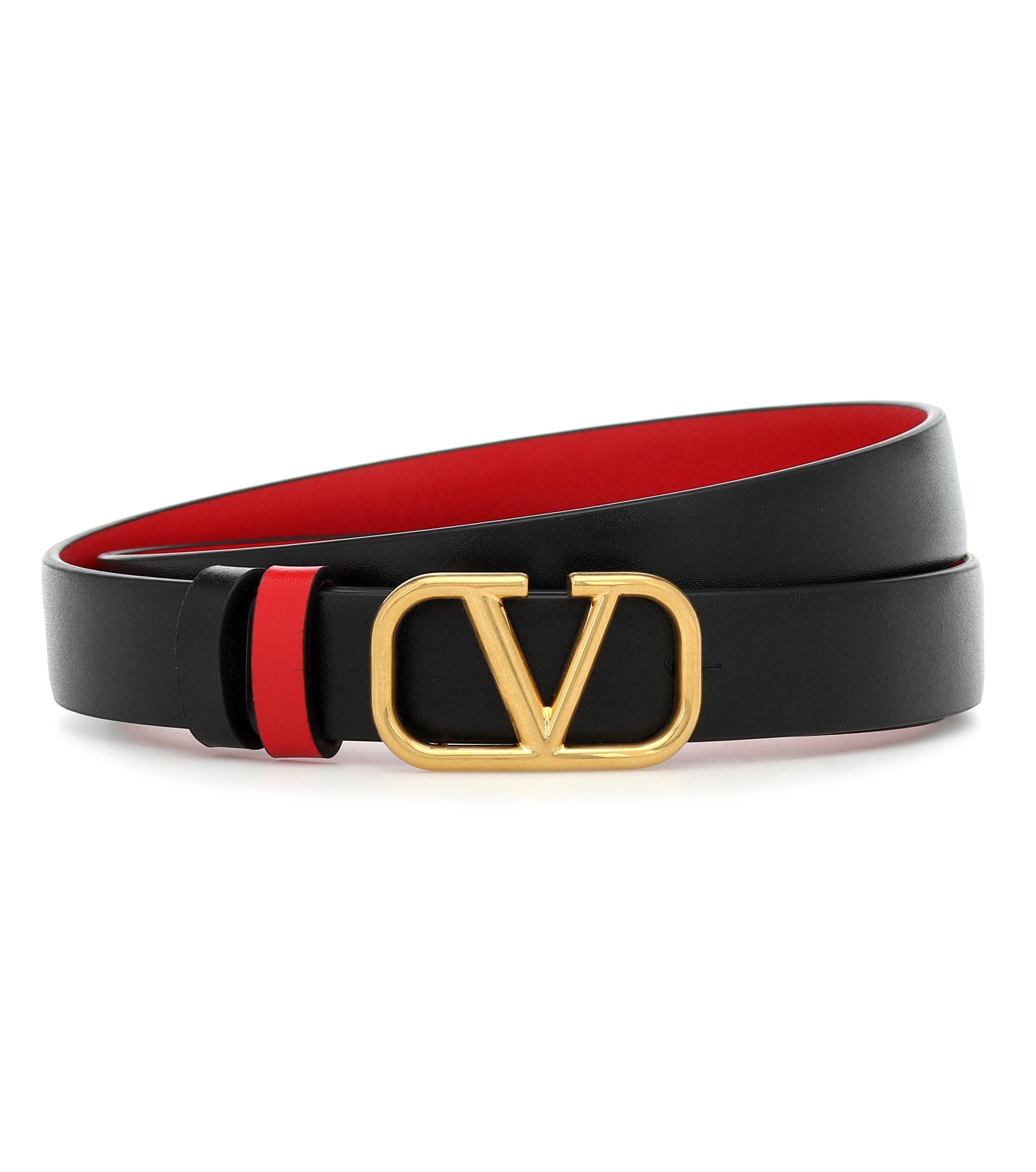Garavani Vlogo Reversible Leather Belt in Black - Lyst