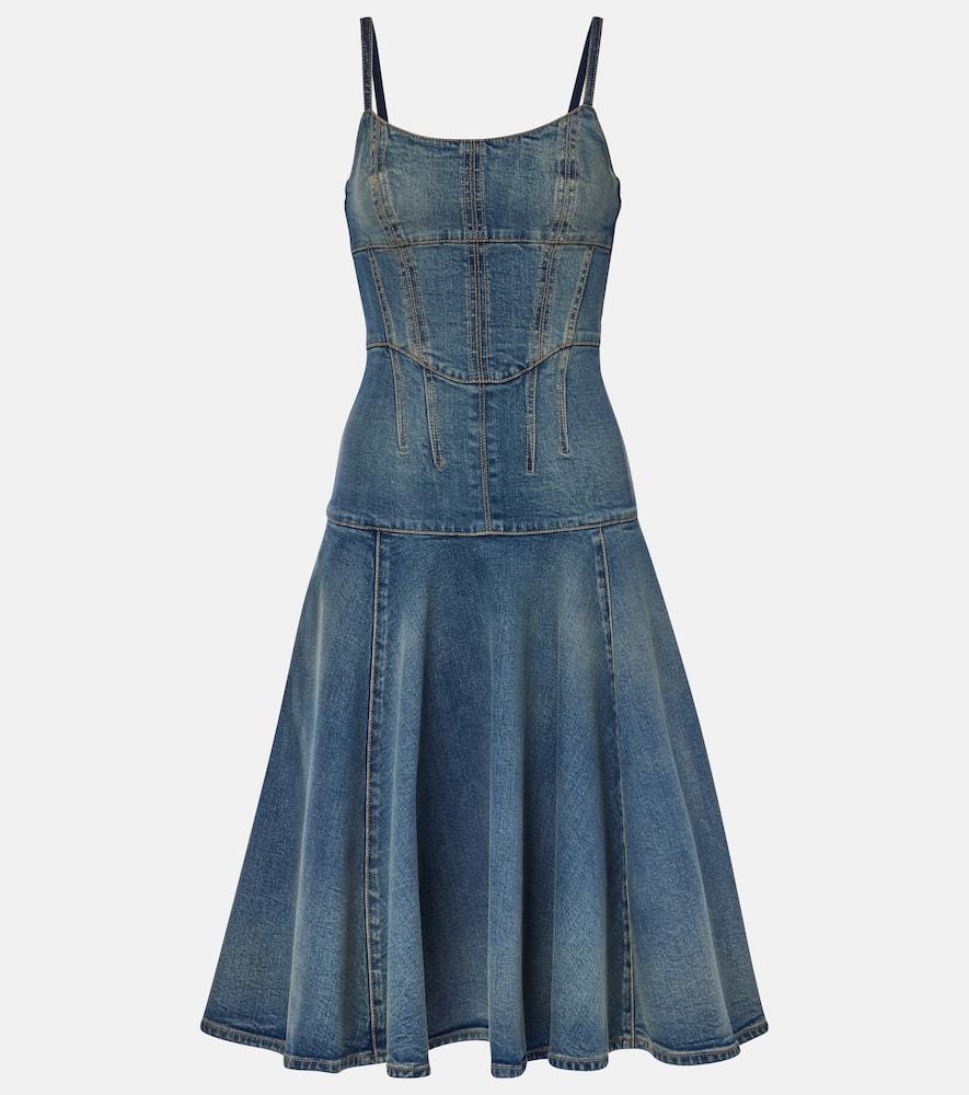McQueen Denim Midi Dress in Blue Lyst