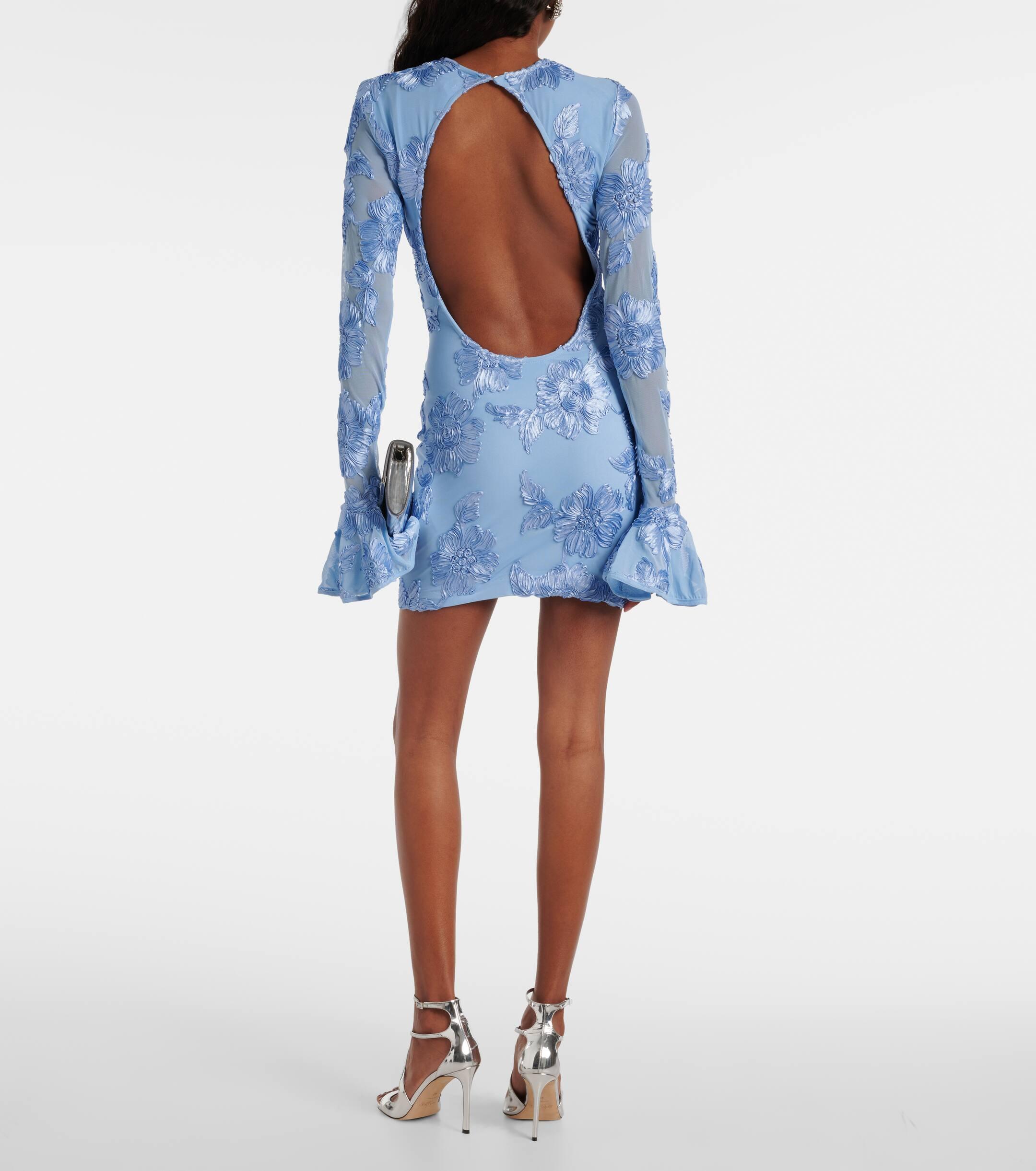 Flower applique mesh sleeve pleated dress hotsell