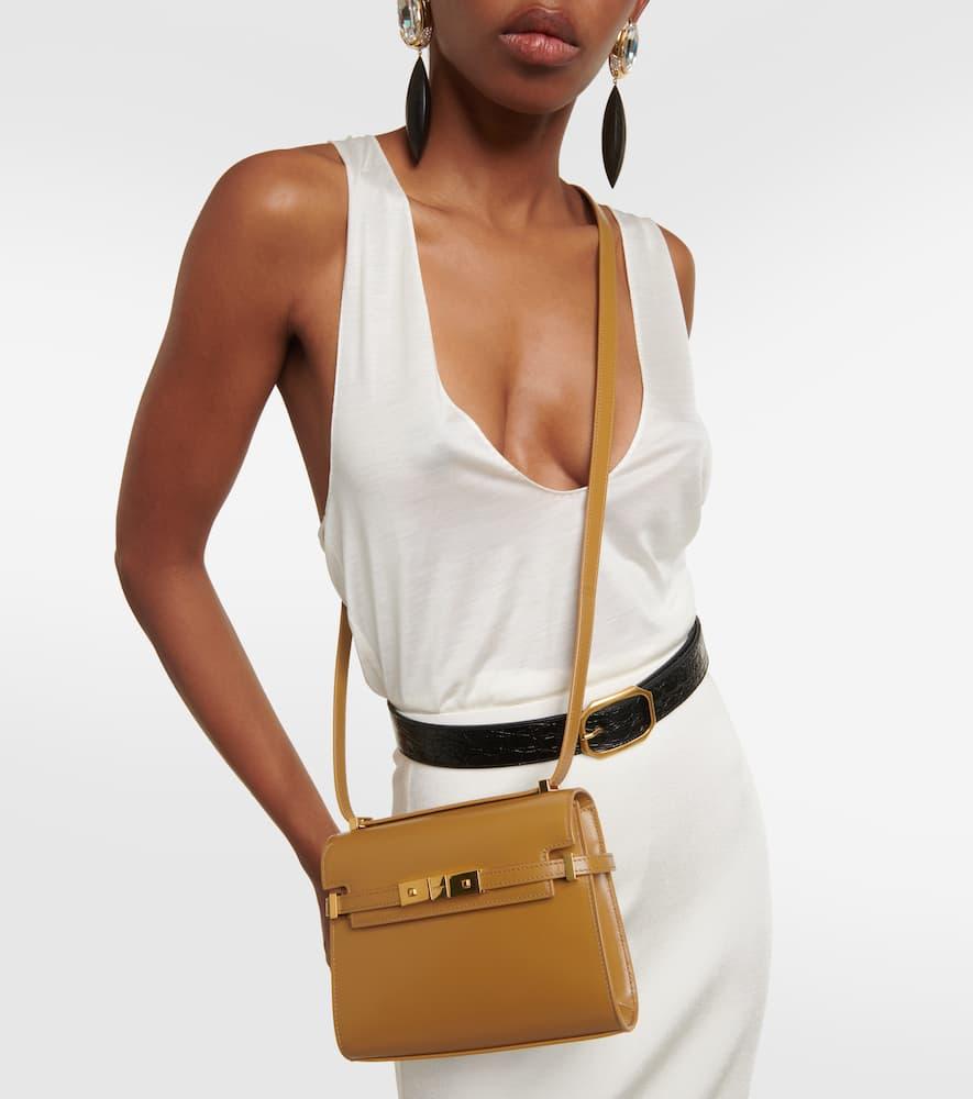 Saint Laurent Manhattan Mini Leather Crossbody Bag in White | Lyst