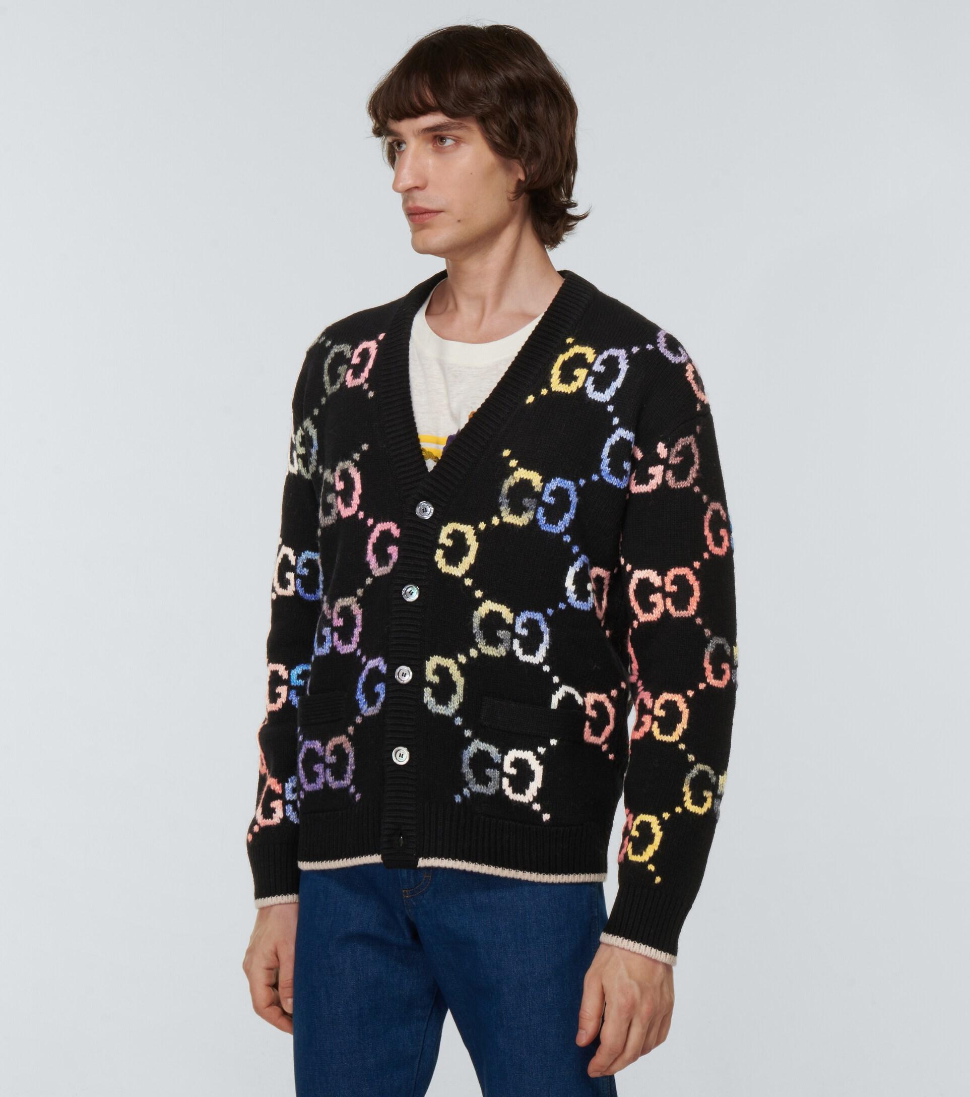 GUCCI Logo-Jacquard Wool-Blend Cardigan for Men