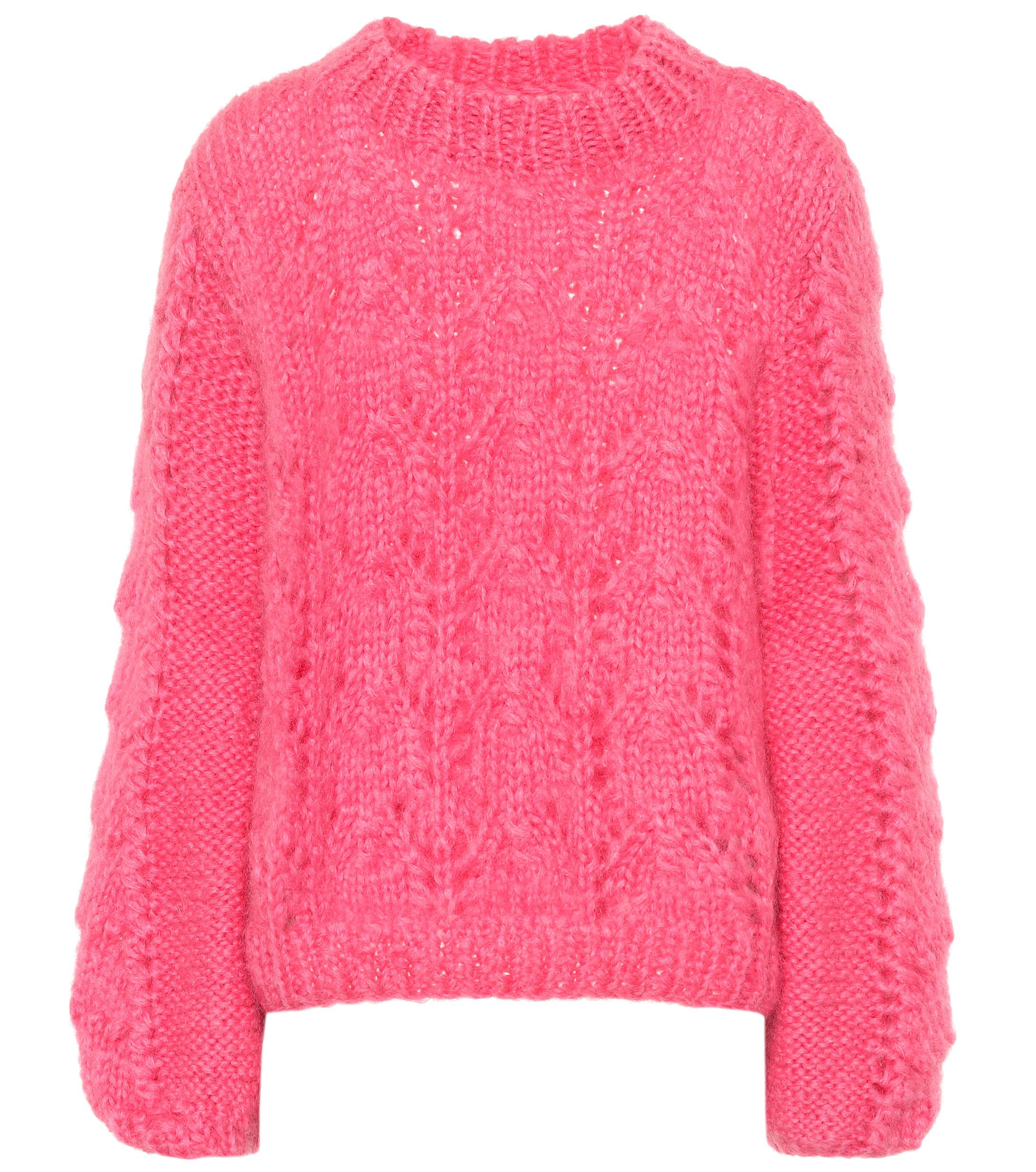 Ganni Julliard Mohair And Wool Sweater in Pink - Lyst