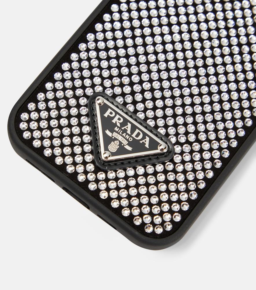Prada Crystal-Embellished Iphone 13 Case in Black | Lyst UK