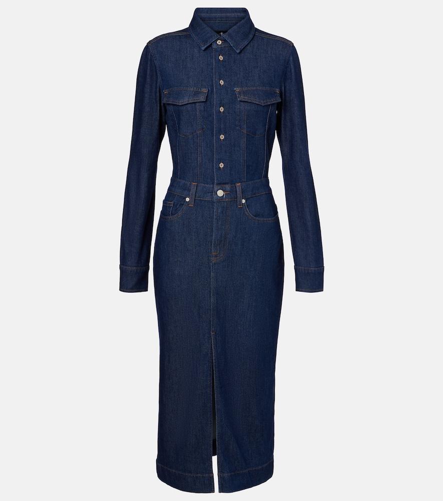 7 For All Mankind Denim Shirt Dress in Blue | Lyst