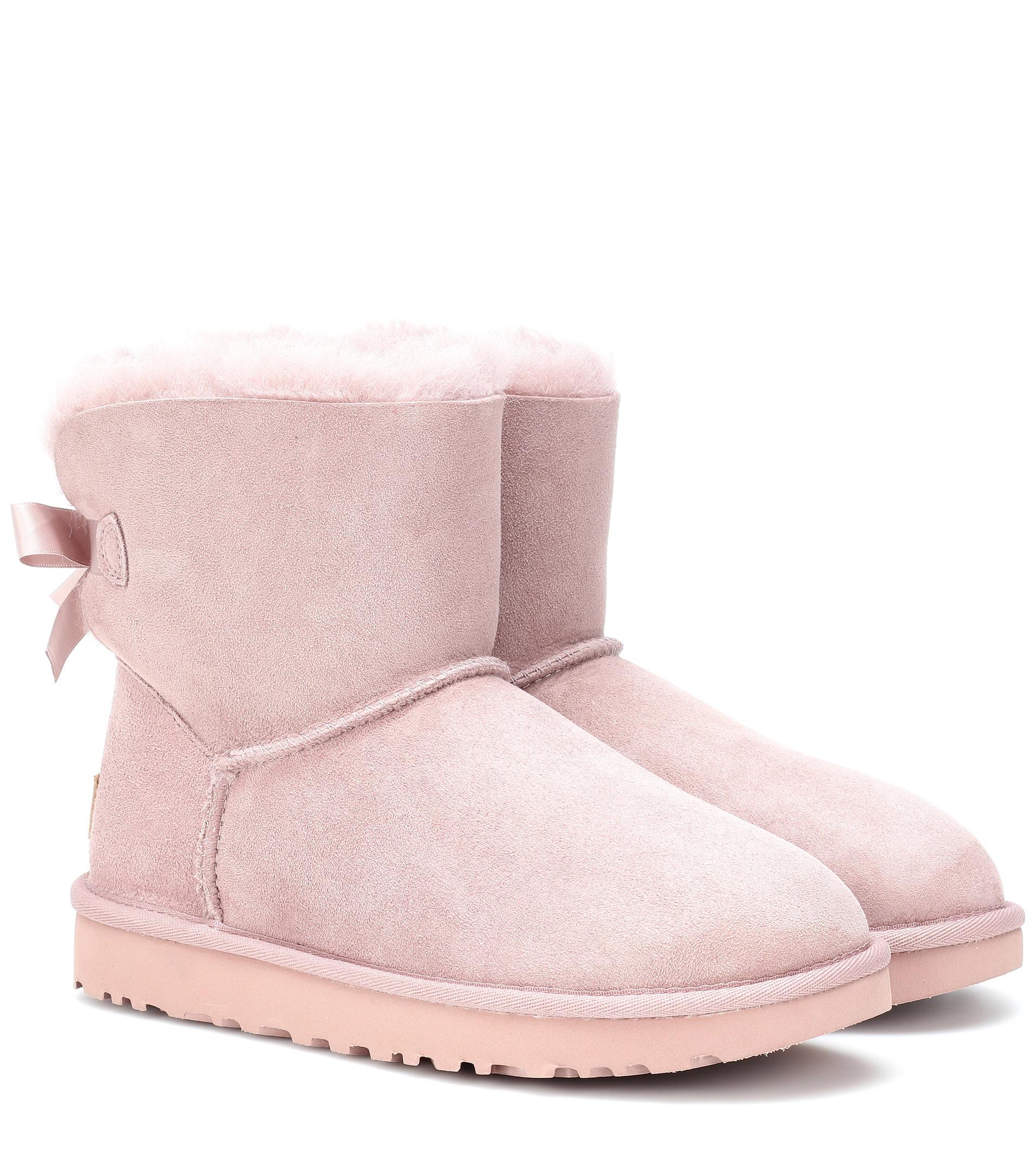 UGG Mini Bailey Bow Ii Suede Boots in Pink - Lyst