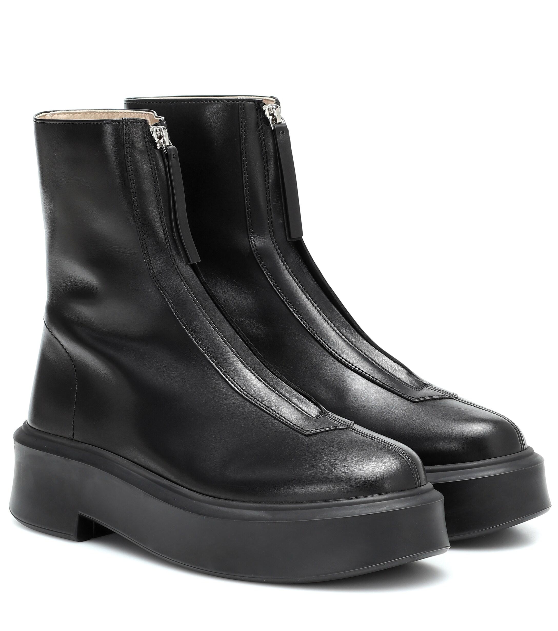 black zip ankle boots