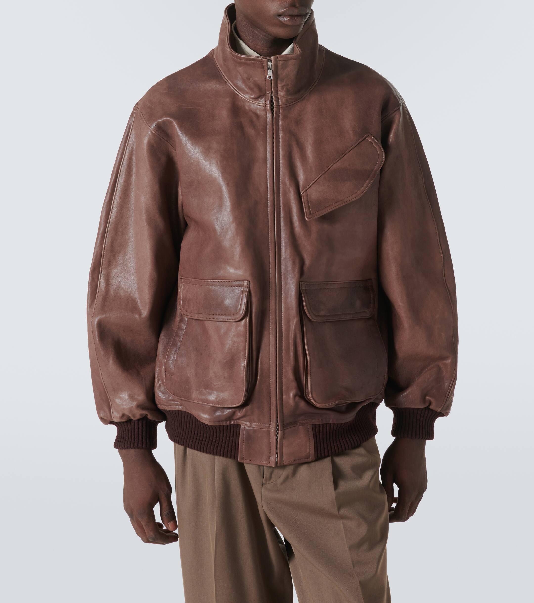 design leather blouson miumiu auralee Leather jacket in brown