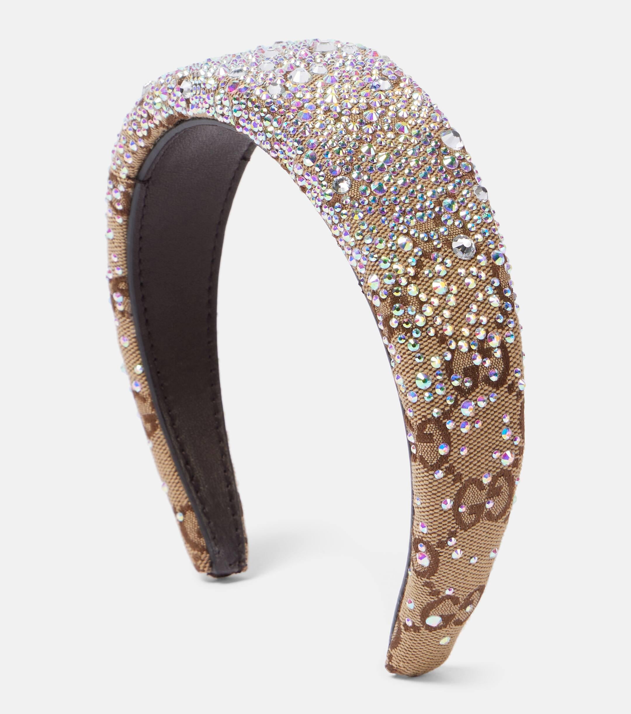 Gucci Brown Knit Headband with Crystal Logo Gucci Crystal Single Hair Clip | $450 main image 3