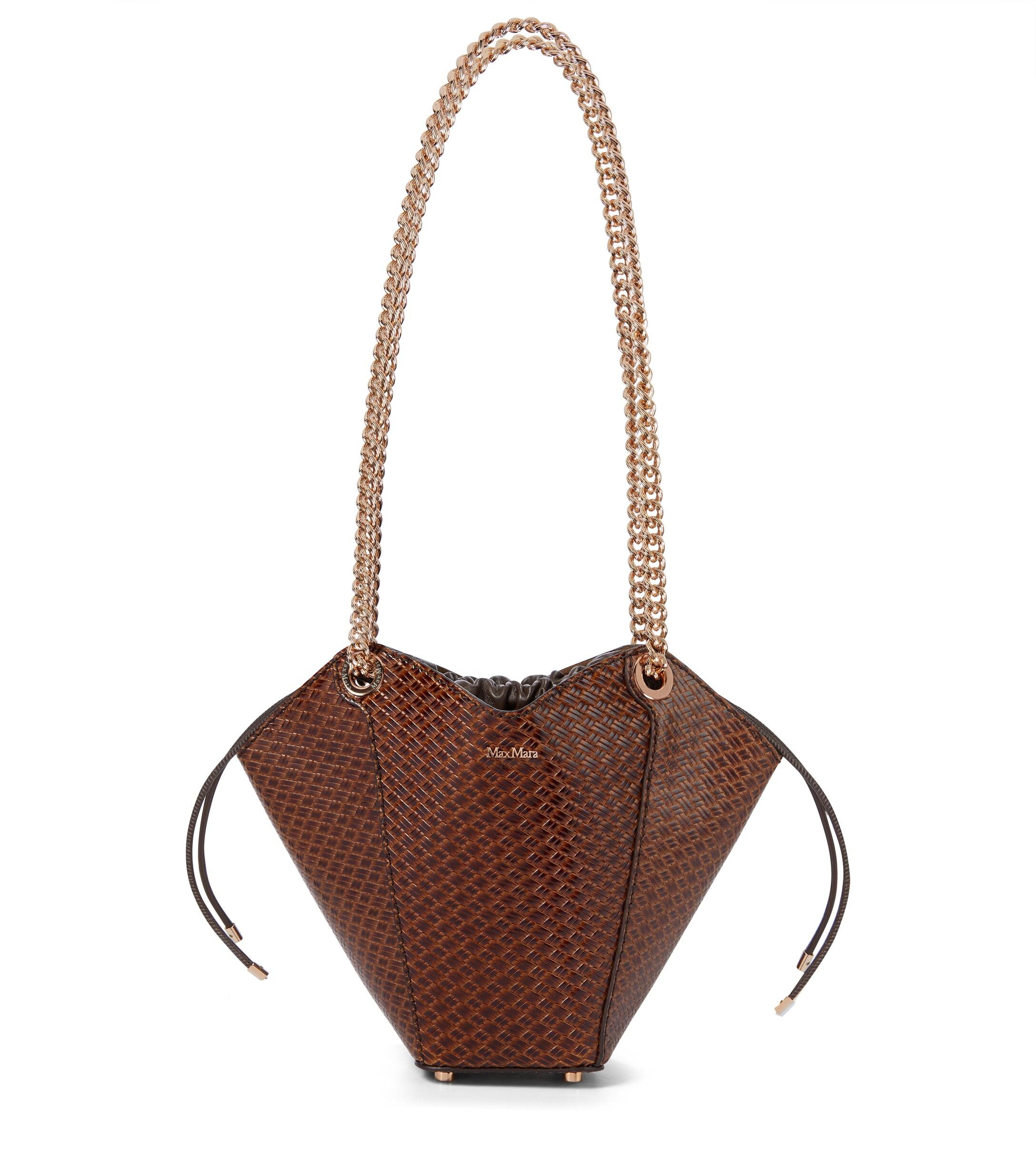 Max Mara Flowers Small Leather Shoulder Bag in Brown | Lyst