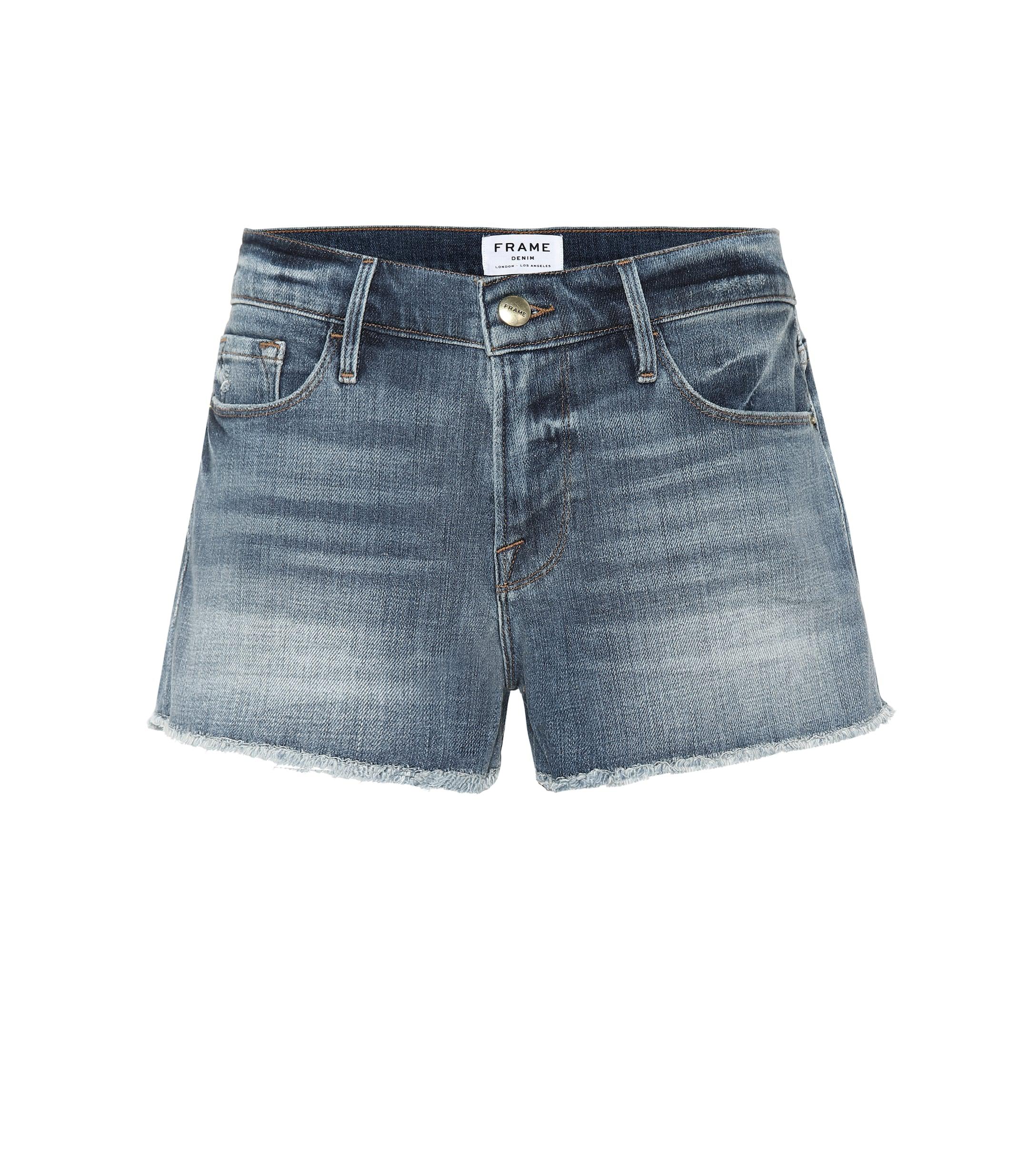 FRAME Le Cut Off Denim Shorts in Blue - Lyst