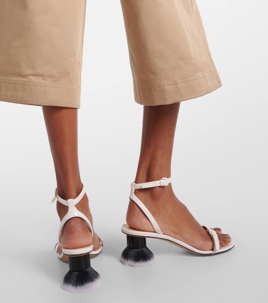 サンダル・ミュール Loewe \"Petal Brush\" heeled sandal Loewe Petal Brush-Heel Leather Sandals | Neiman Marcus