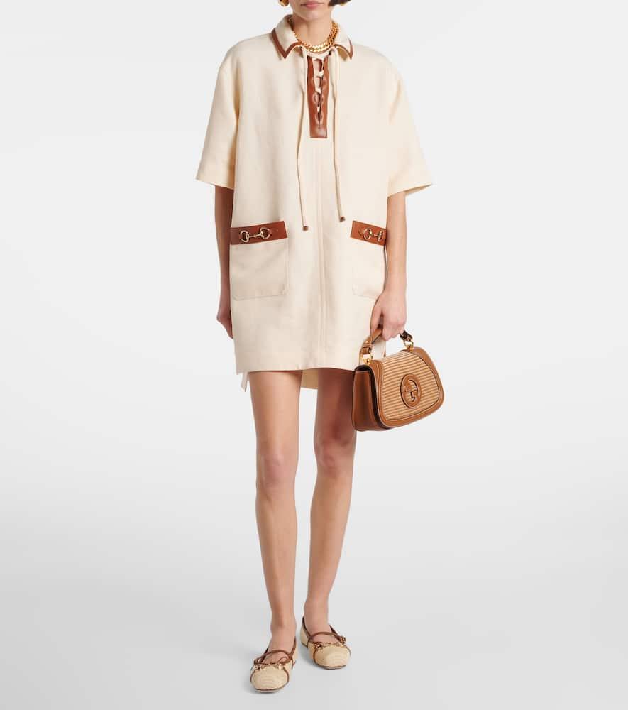 Gucci Linen Canvas Dress With Horsebit in Natural | Lyst Gucci Linen Canvas Dress With Horsebit in Natural | Lyst