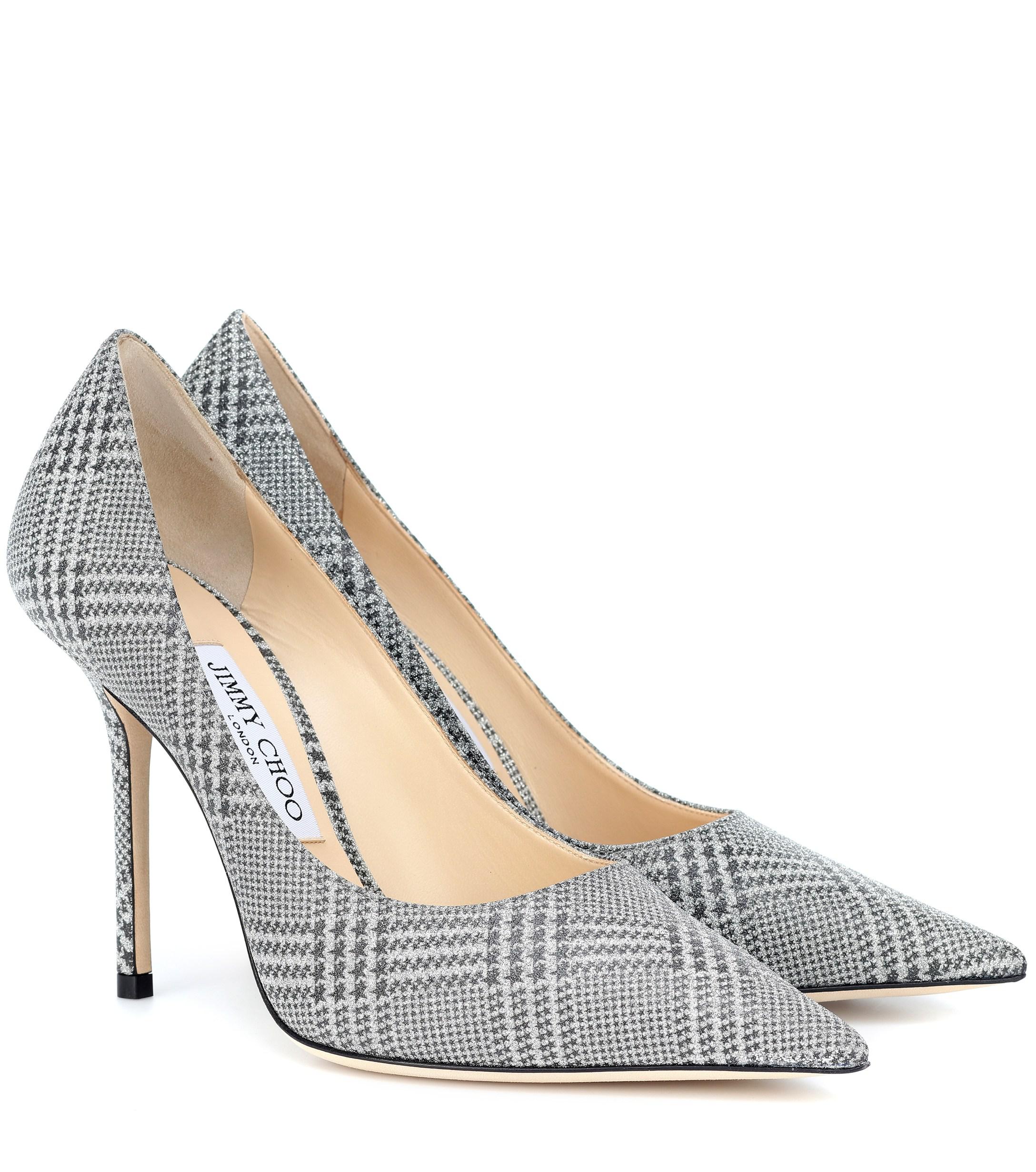 Jimmy Choo Leather Love 100 Plaid Pumps in Silver (Metallic) Lyst
