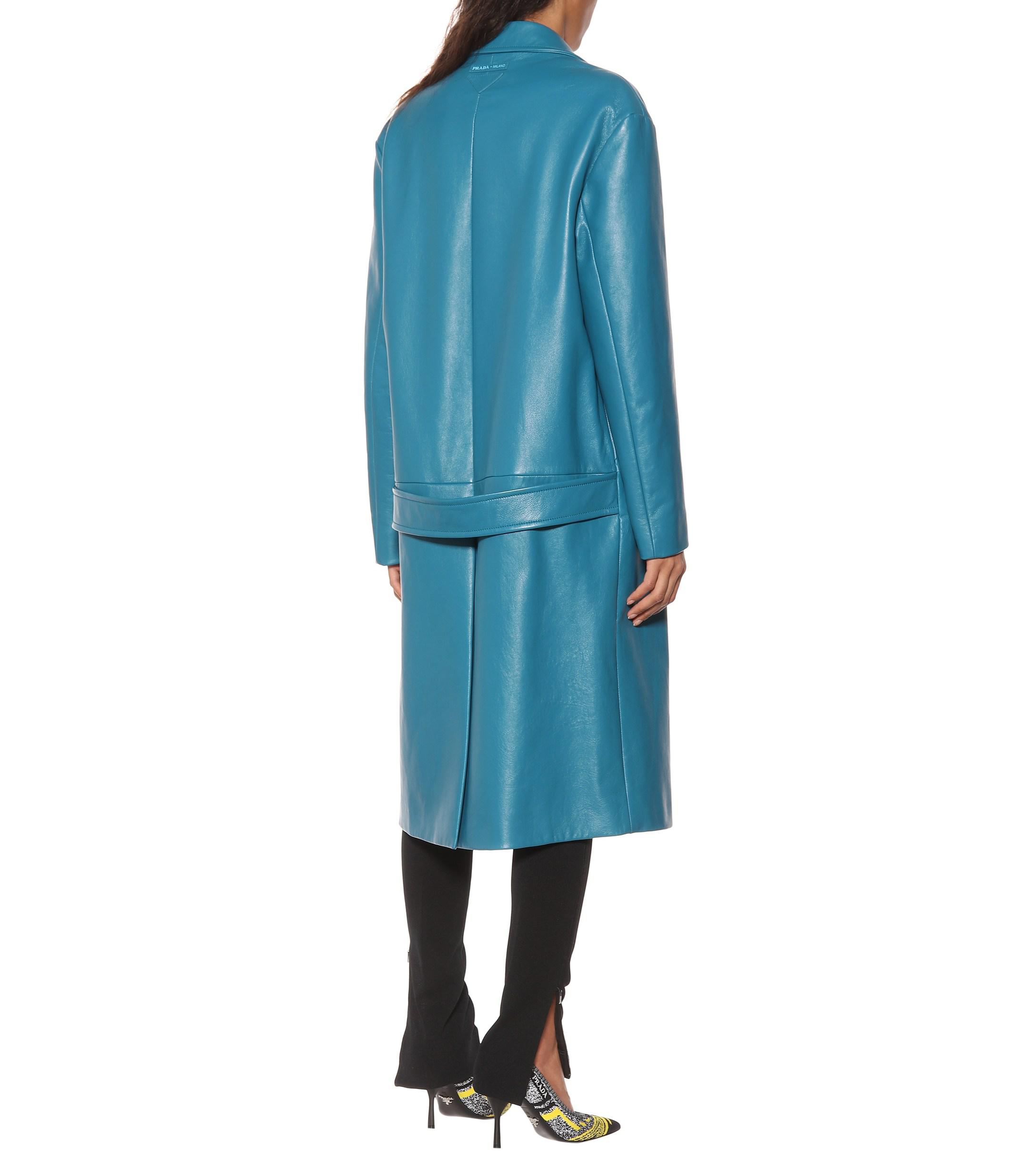 blue leather coat
