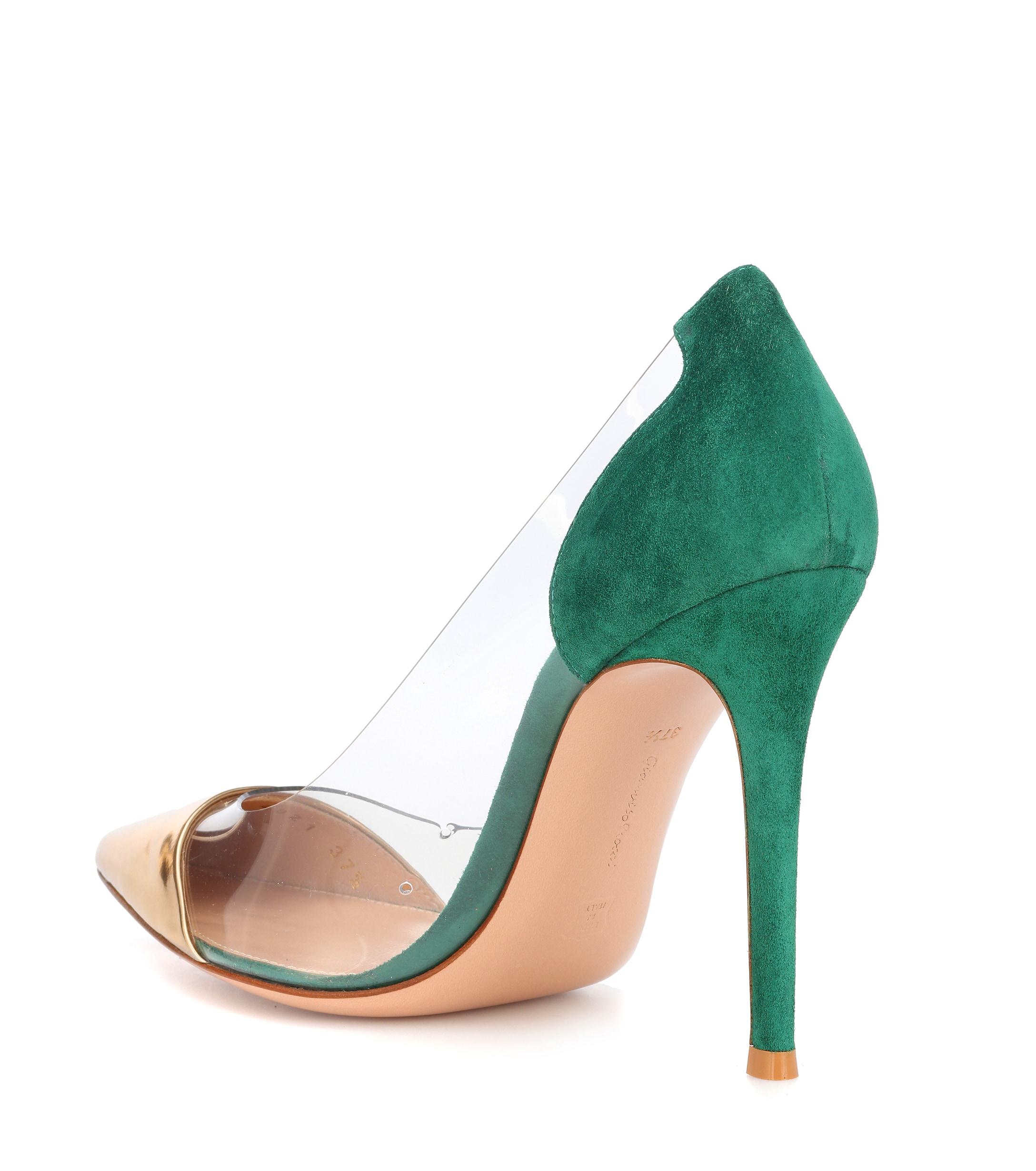 Gianvito Rossi Plexi 105 Leather And Suede Pumps in Green | Lyst