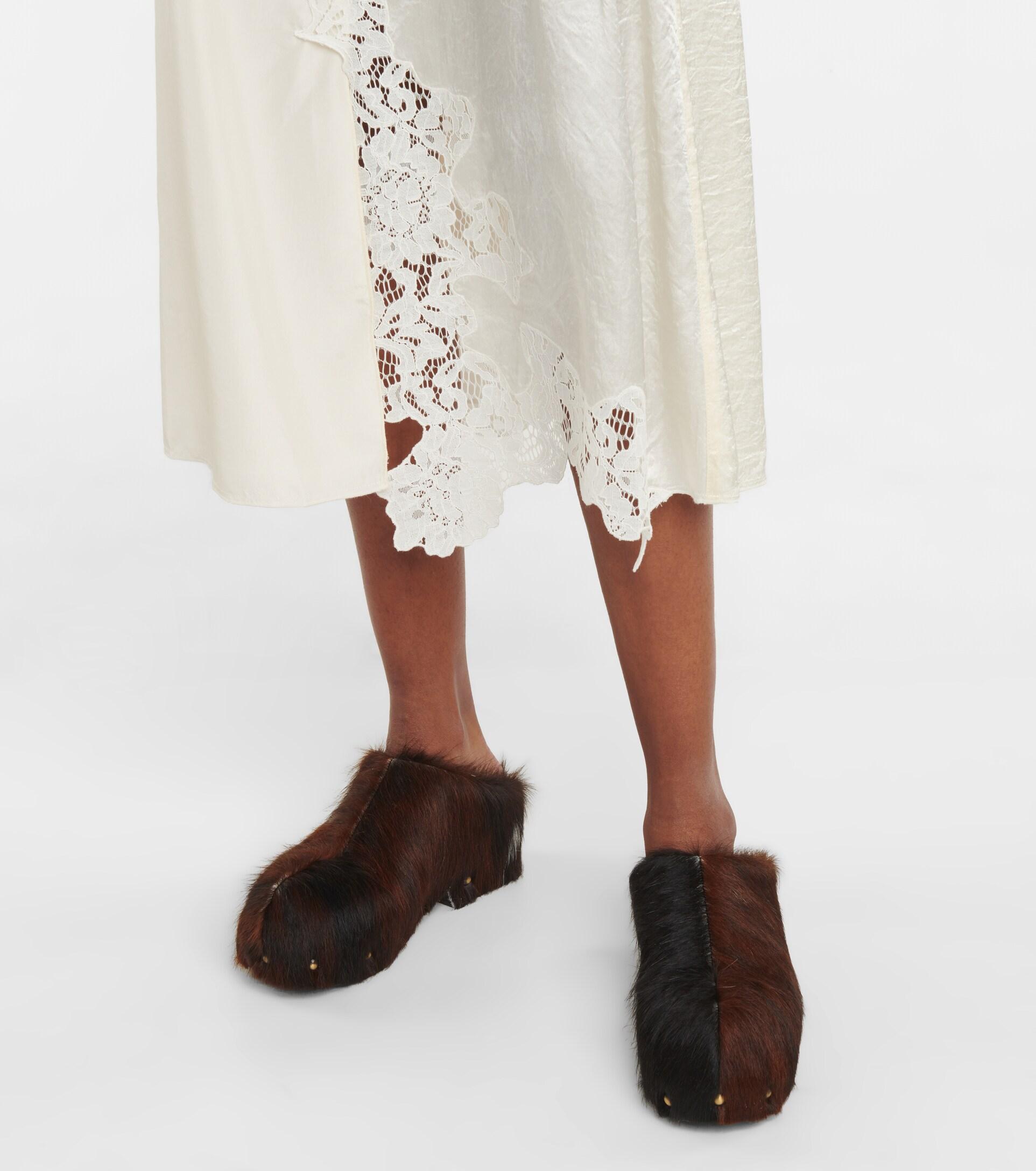 Acne Studios Calf Hair Clogs in Brown | Lyst
