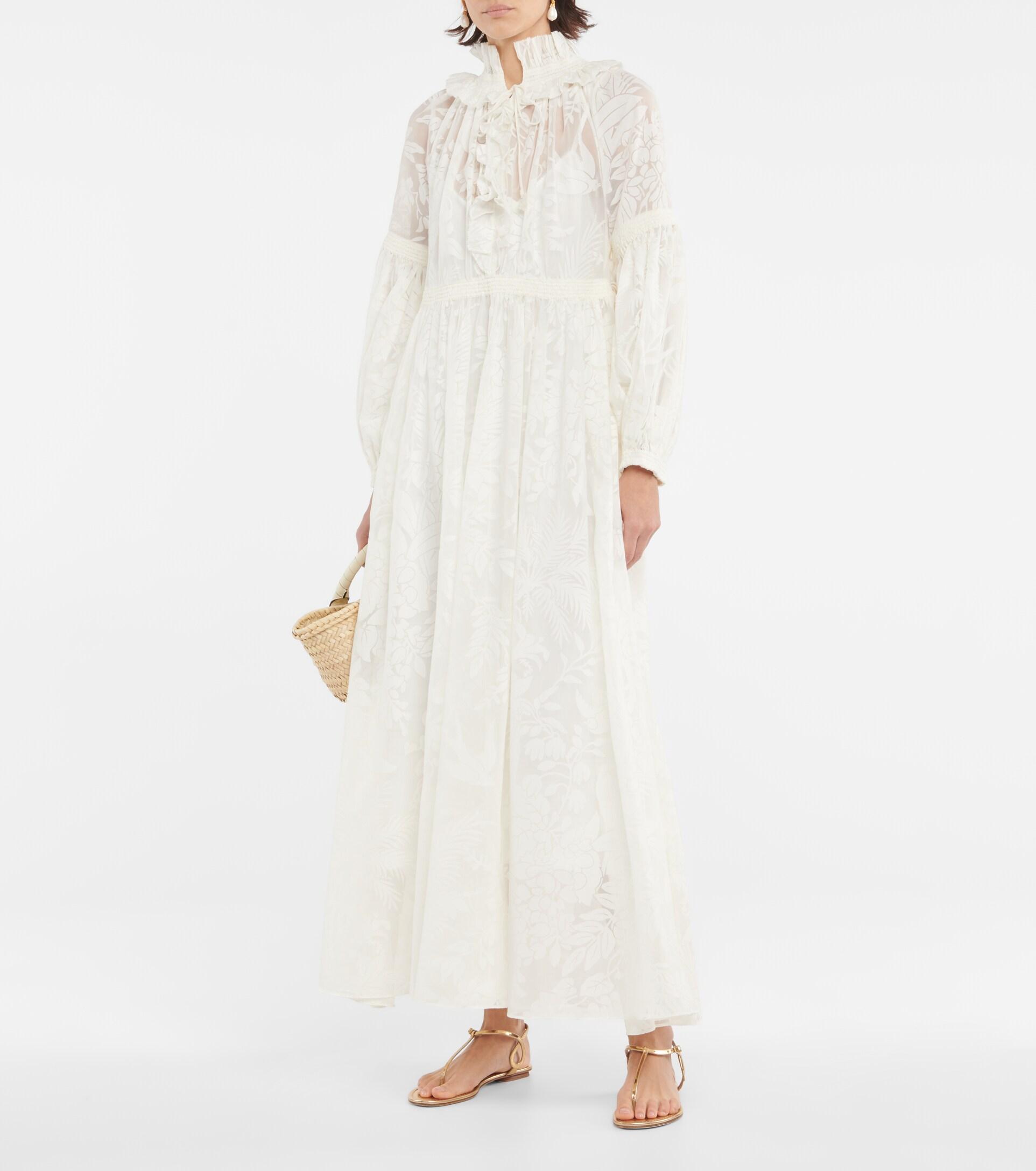 Zimmermann Tropicana Lantern Floral Maxi Dress in White | Lyst