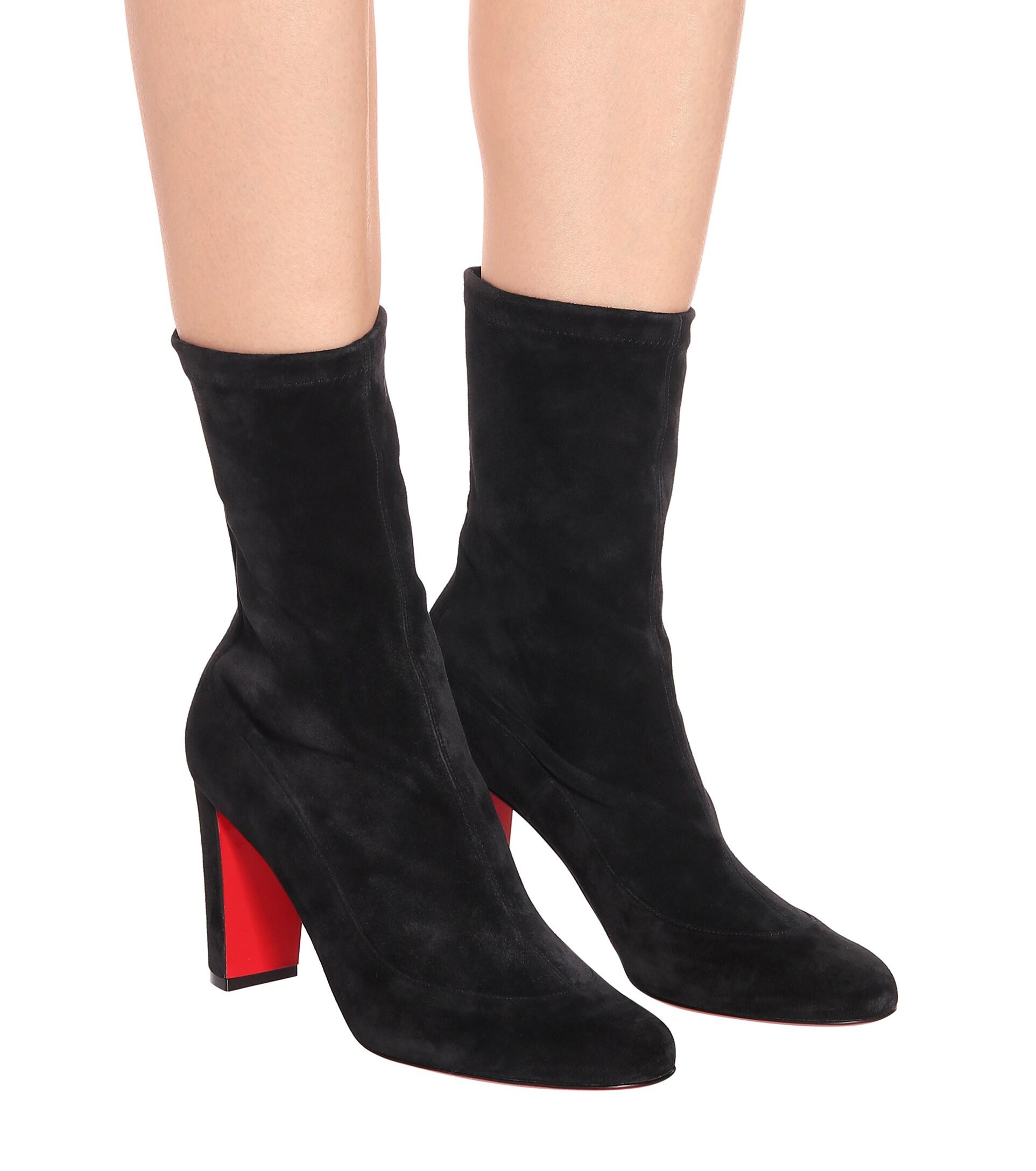 Christian Louboutin Gena 85 Suede Ankle Boots in Black | Lyst