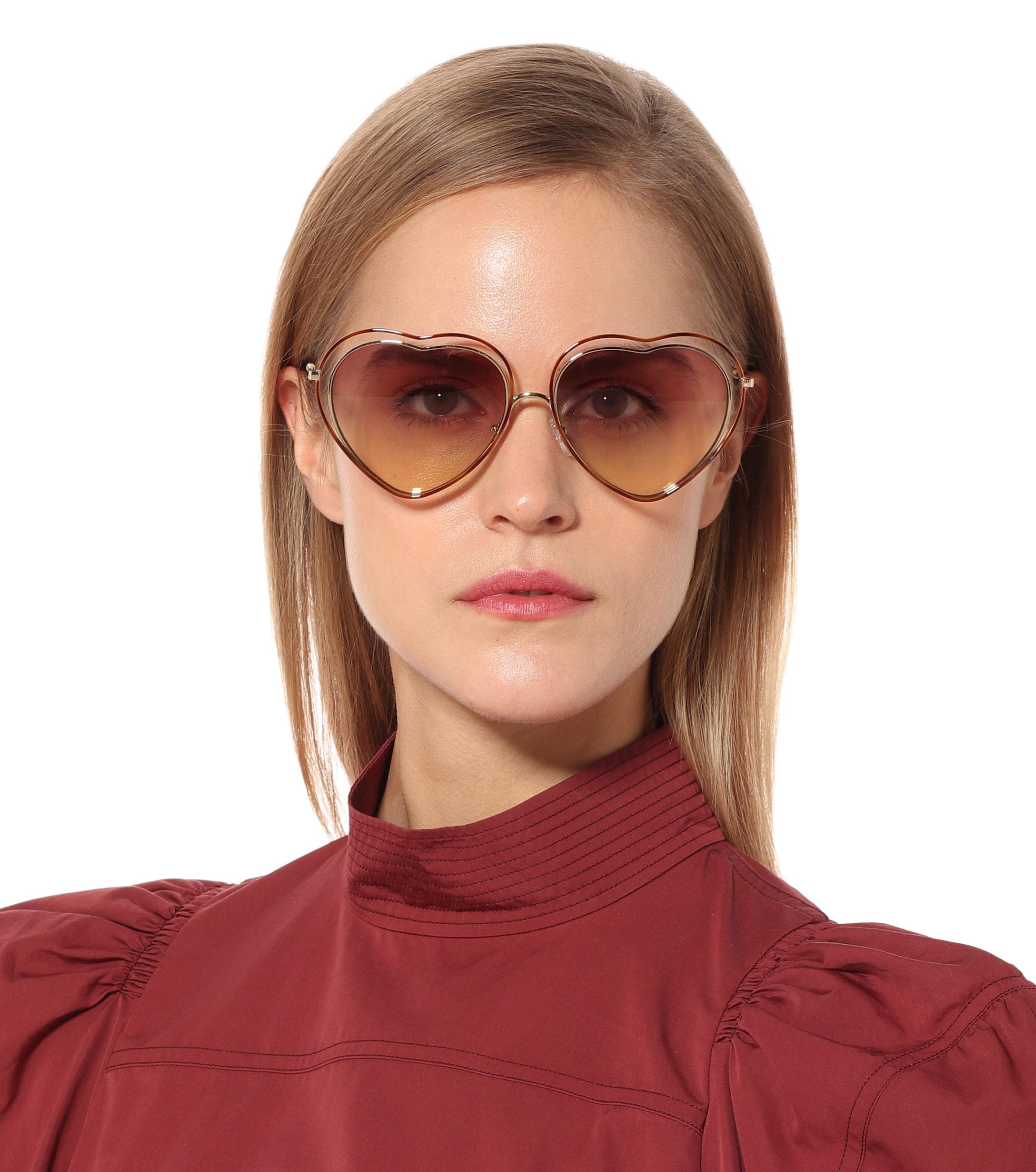 Chloé Poppy Heart-shaped Sunglasses in Pink | Lyst