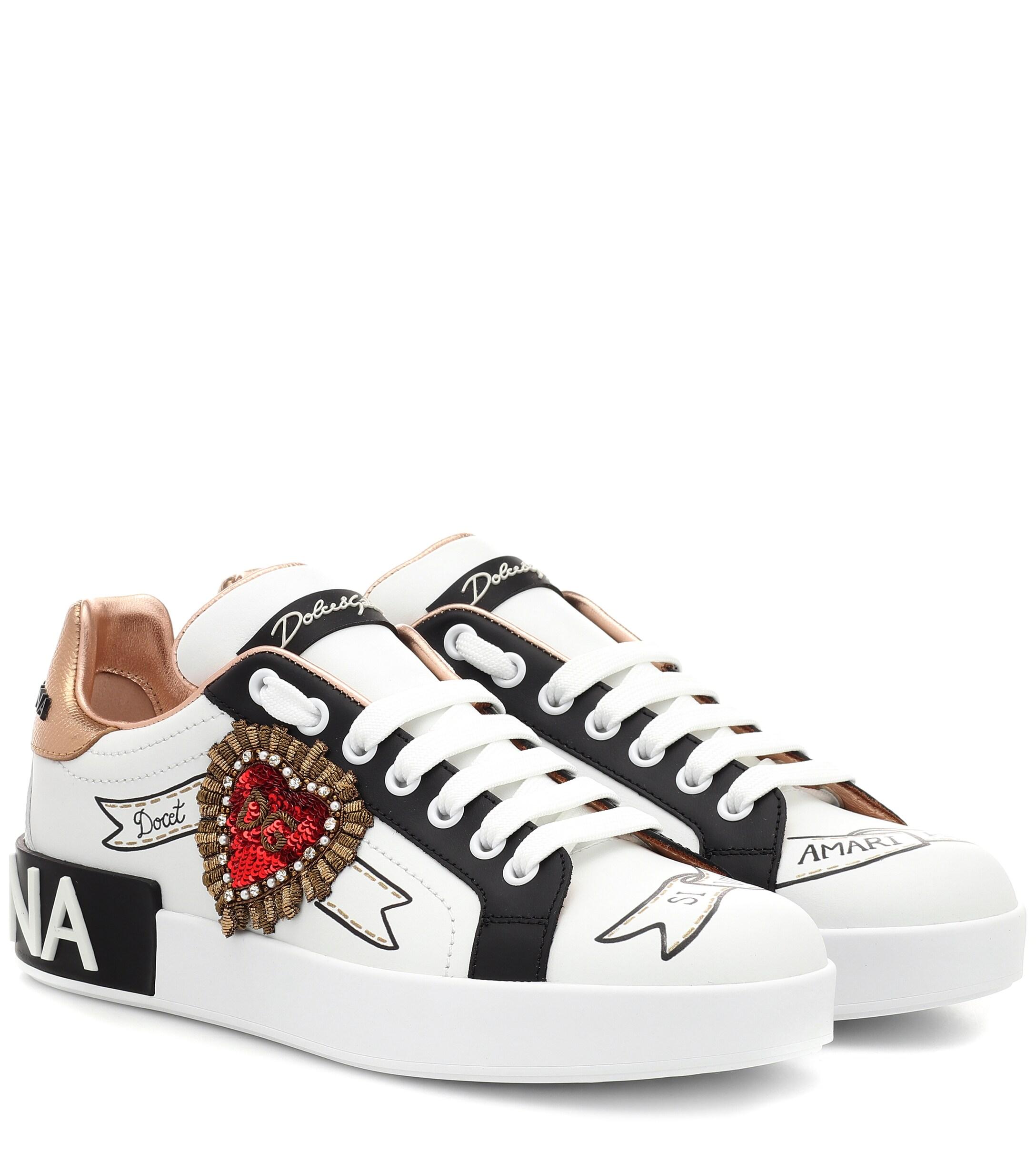 DOLCE\u0026GABBANA Sneakers Portofino in vitello nappato con patch corona –  Peluk abbigliamento