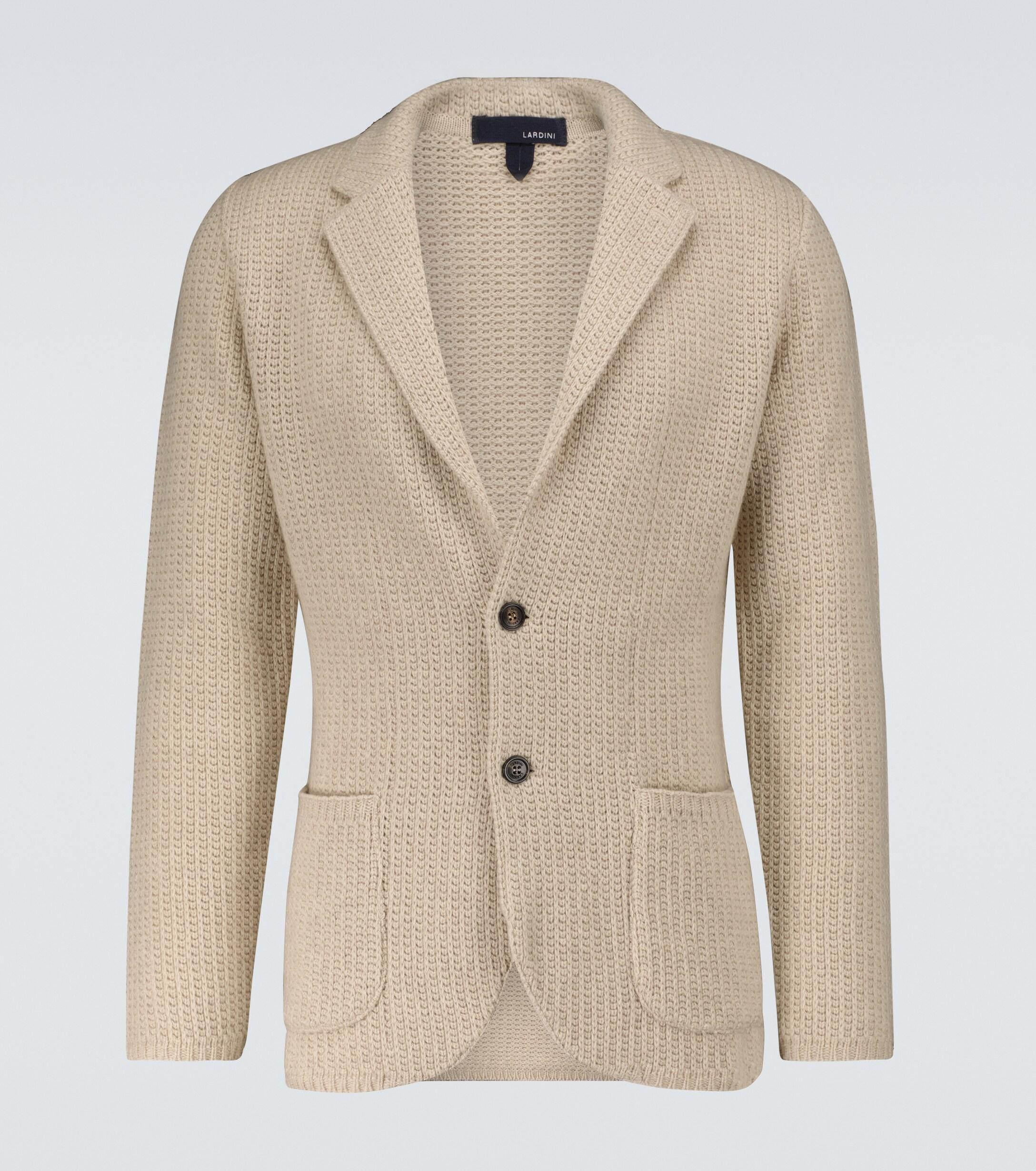 Lardini Knitted Cashmere Jacket in Natural for Men | Lyst Canada