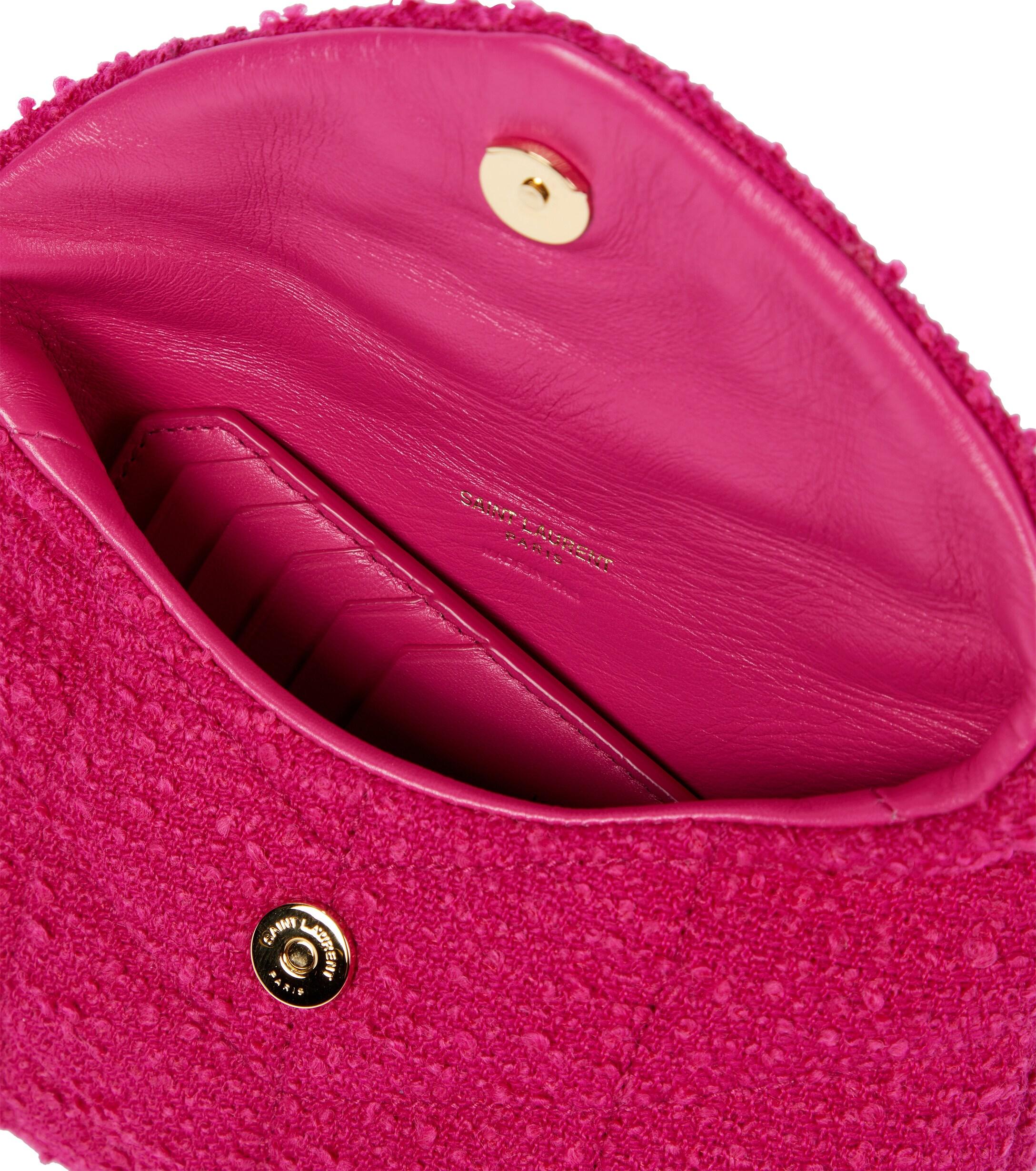 Saint Laurent Loulou Puffer Tweed Clutch in Pink | Lyst