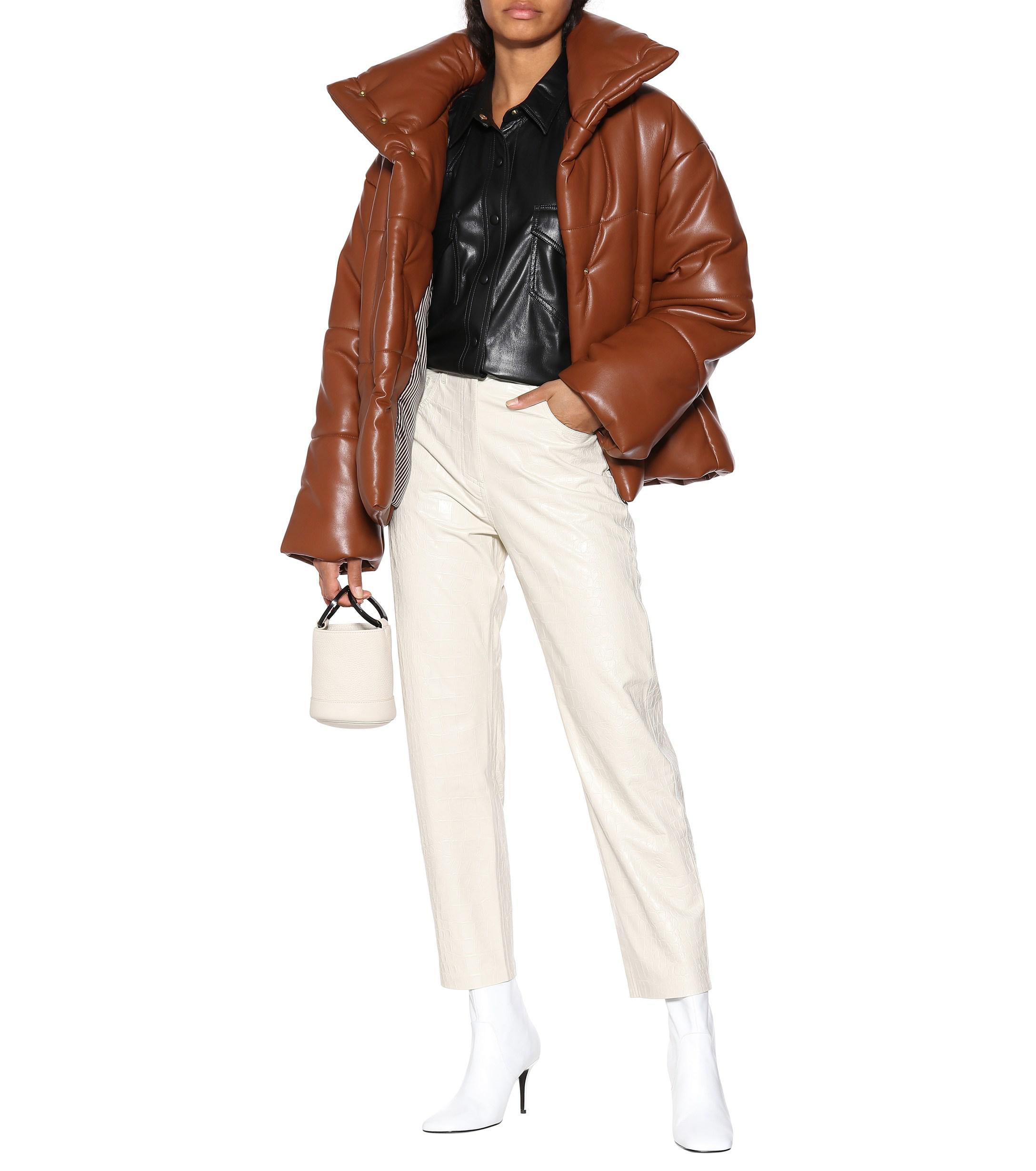nanushka faux leather puffer