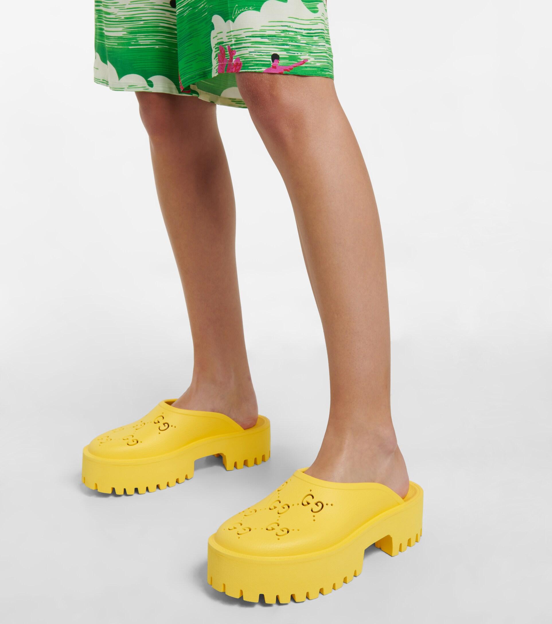 Gucci GG Rubber Clogs in Yellow | Lyst