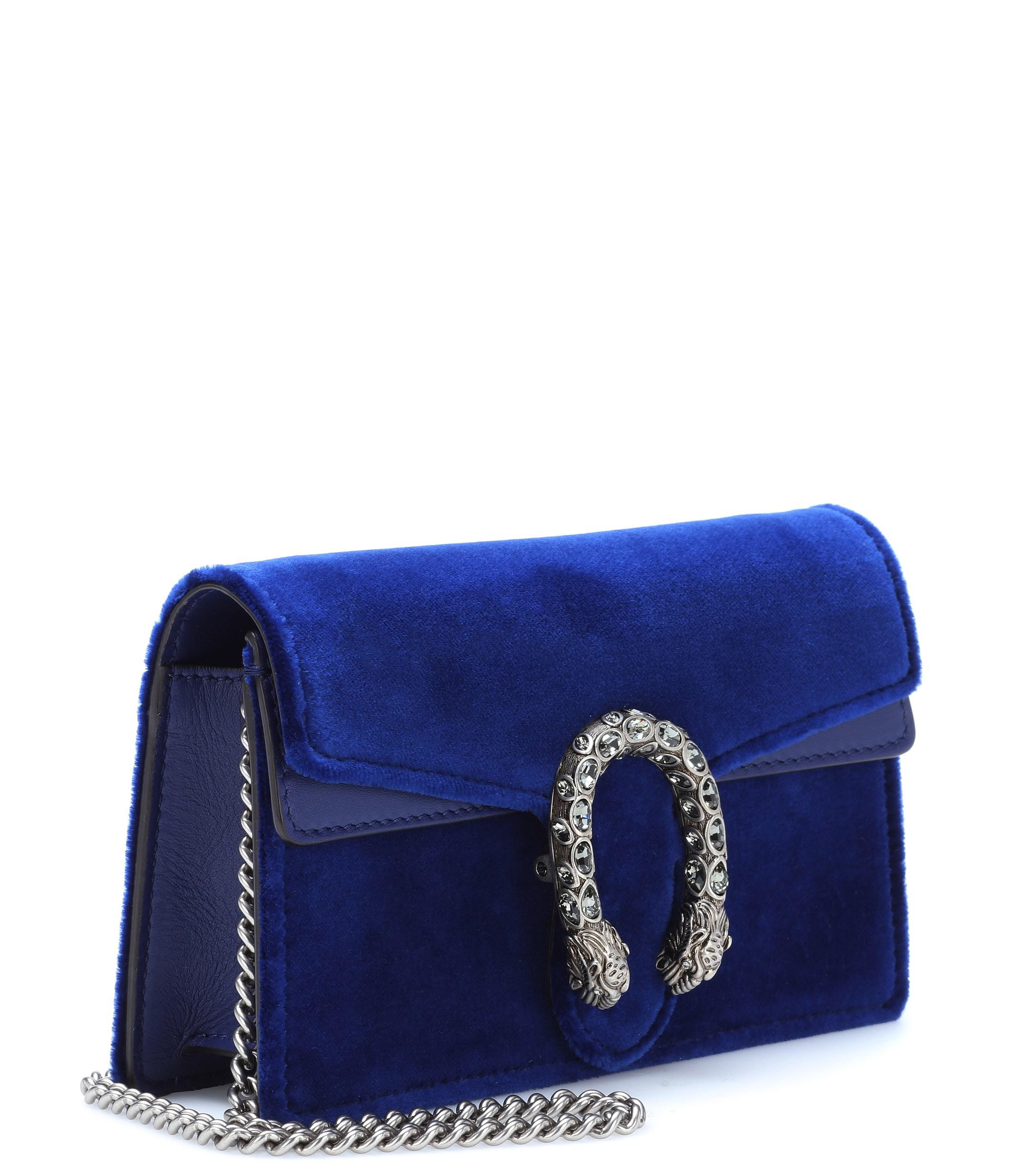gucci royal blue velvet bag