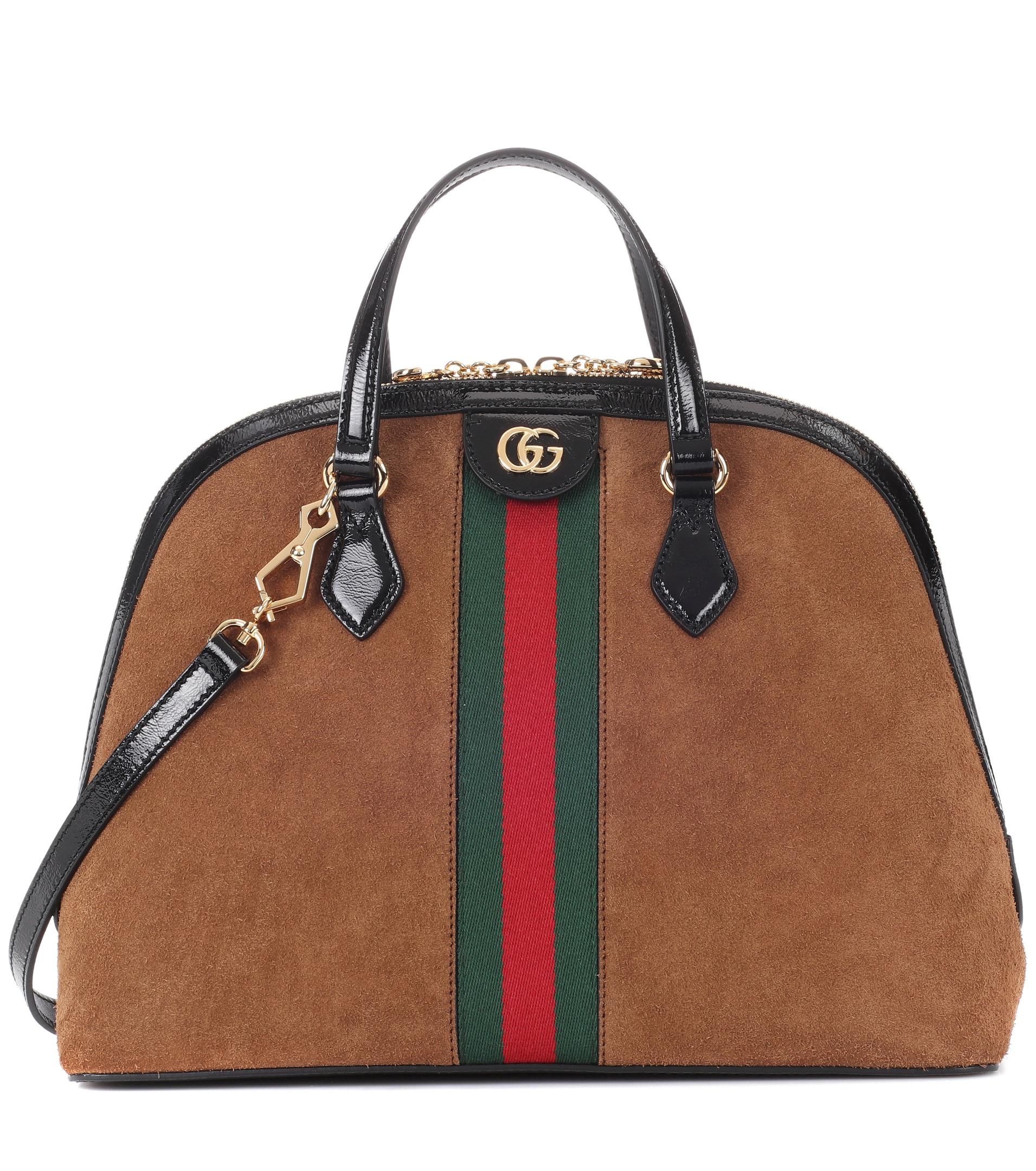 Gucci Ophidia Medium Suede Shoulder Bag in Brown | Lyst