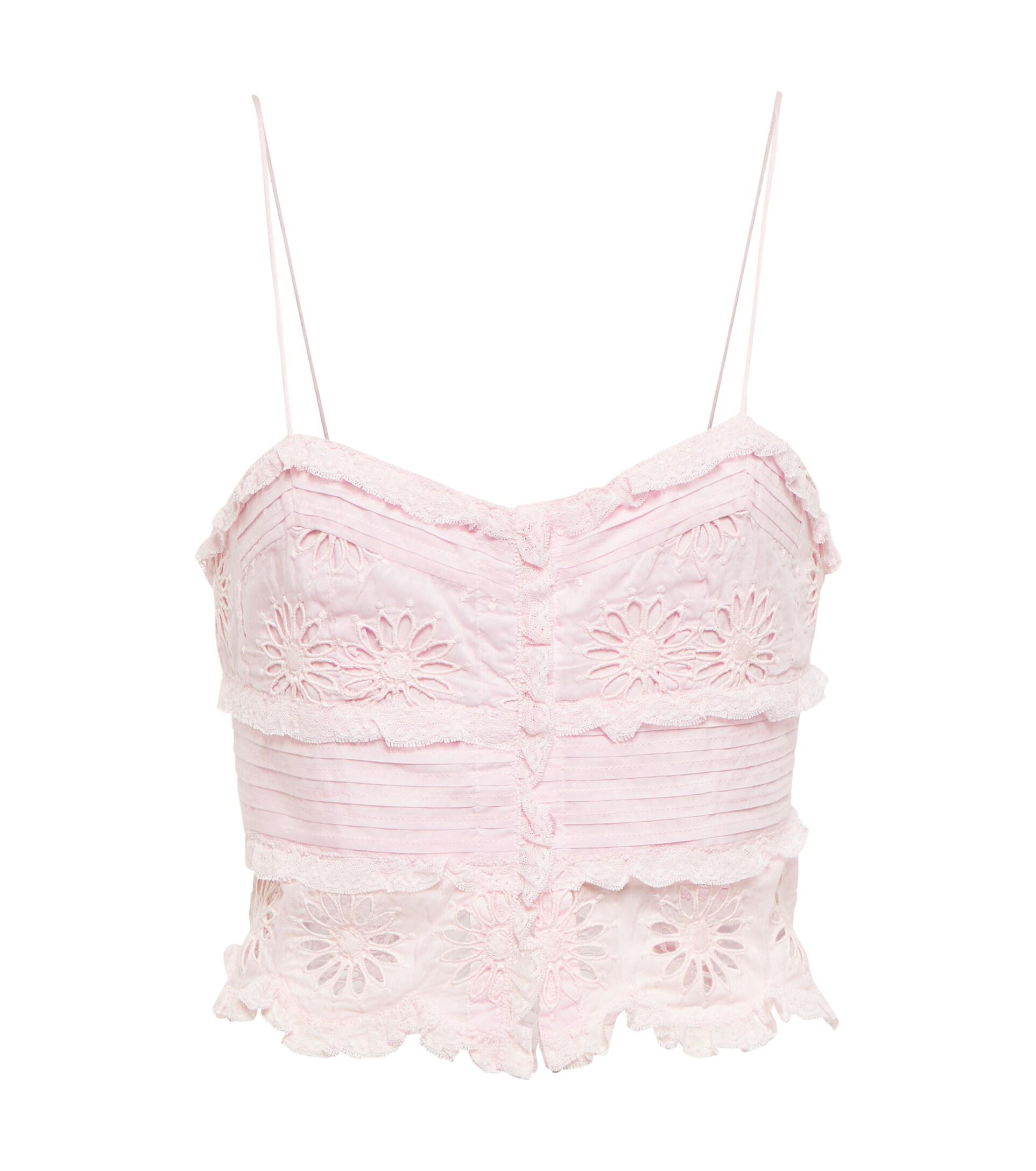 Isabel Marant Delphine Cotton And Silk Crop Top in Pink | Lyst