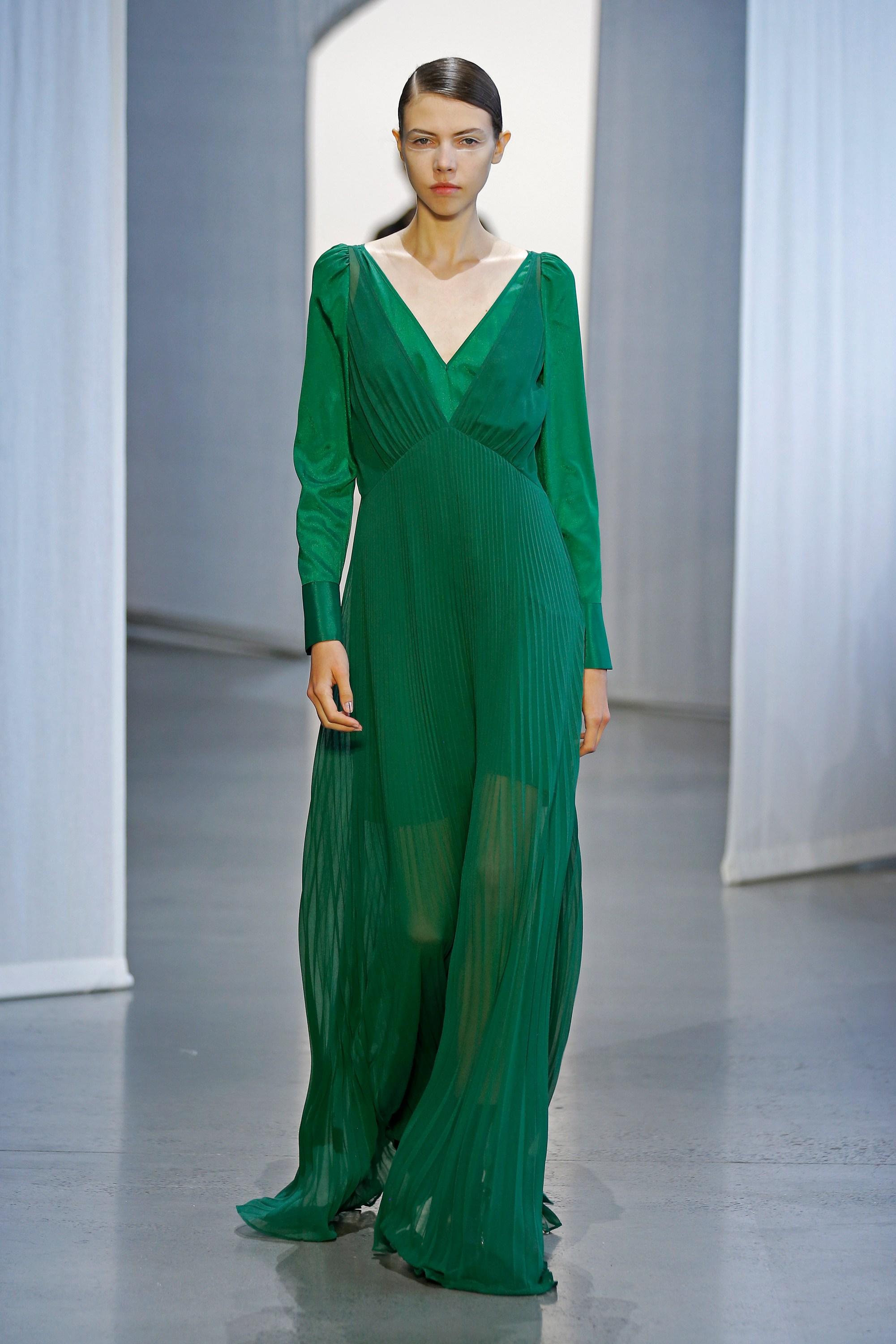 self portrait green chiffon dress