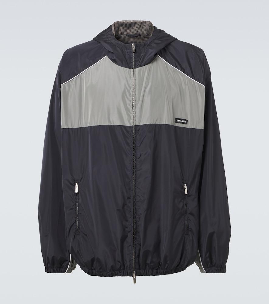 Miu Miu Logo Oversized Track Jacket in Black for Men | Lyst