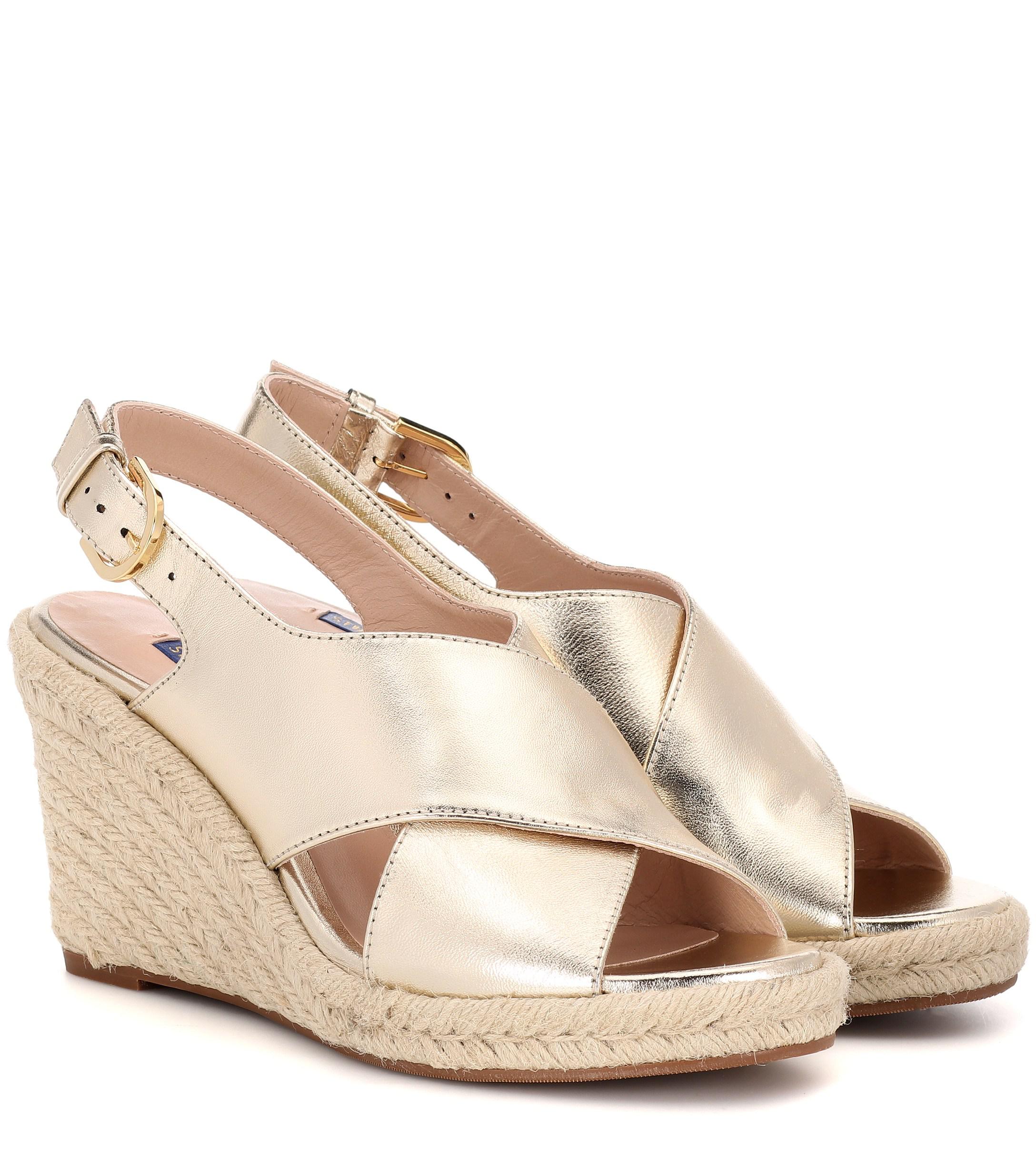 stuart weitzman taborah leather platform espadrilles