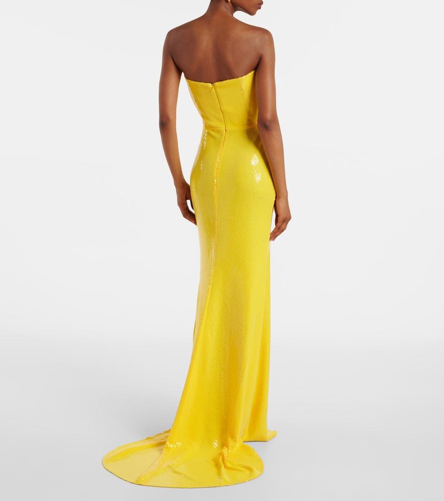 Alex Perry Sequined Corset Gown in Yellow | Lyst Alex Perry Sequined Corset Gown in Yellow | Lyst