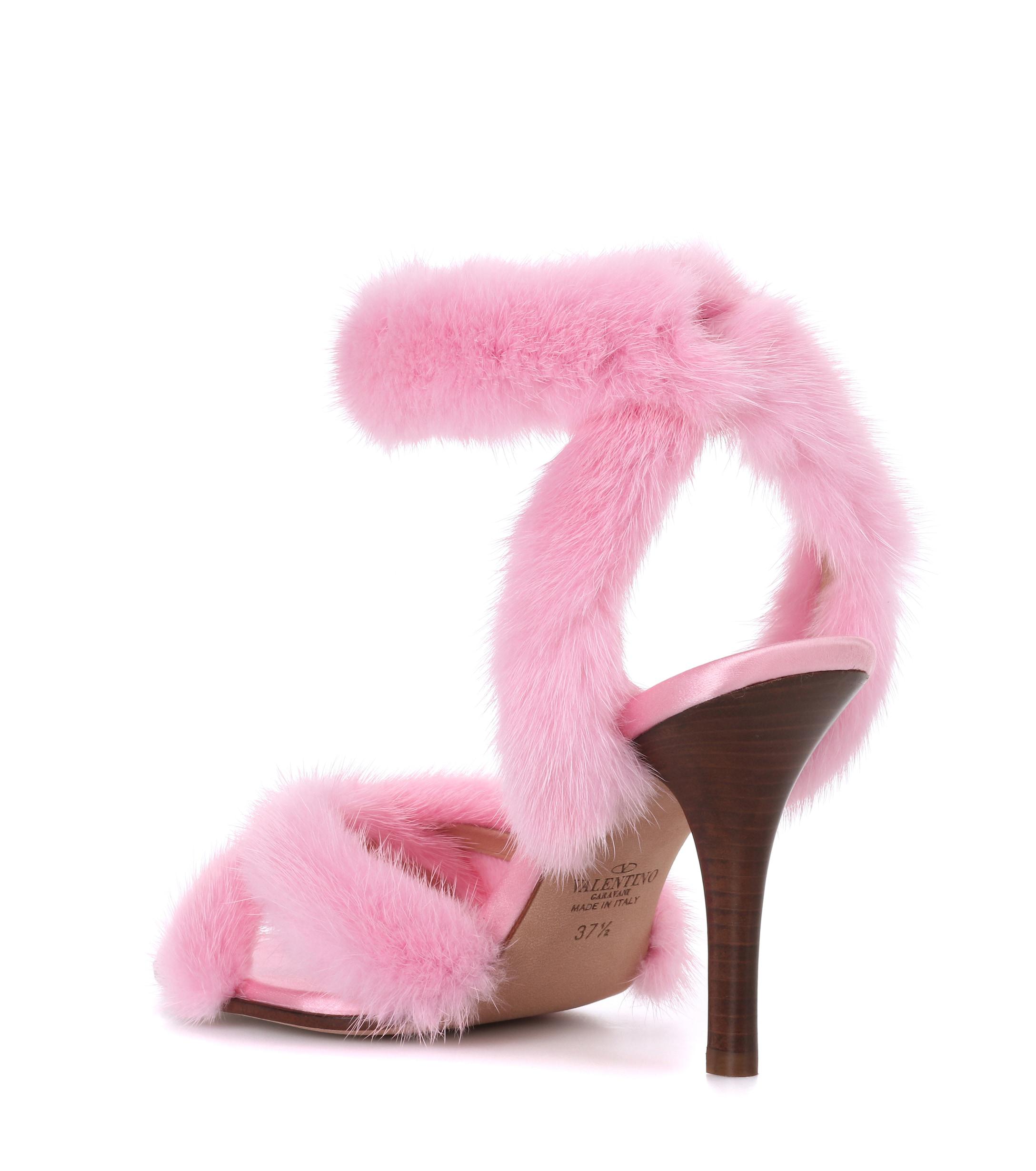 valentino fur heels