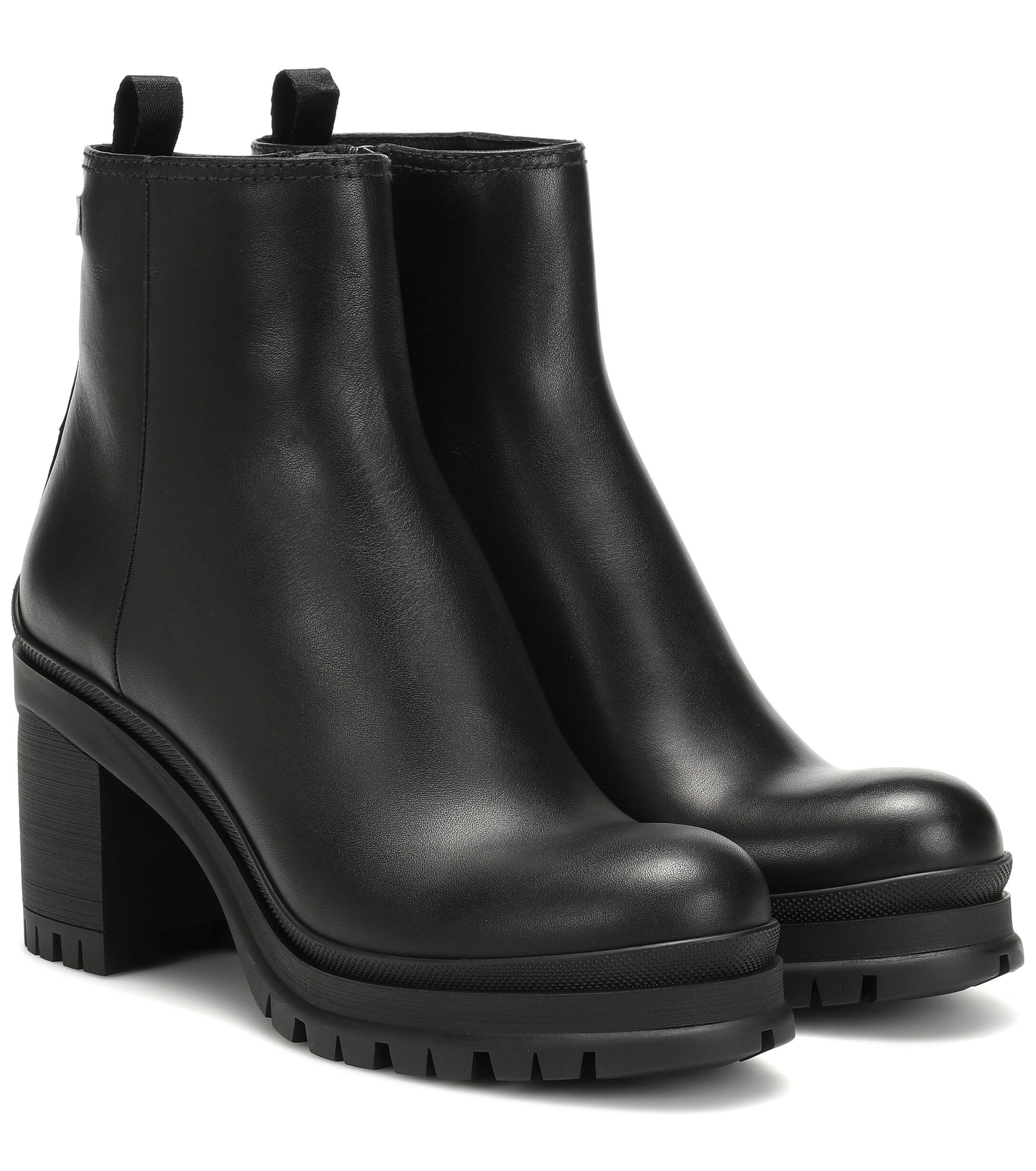 prada chunky heel ankle boots