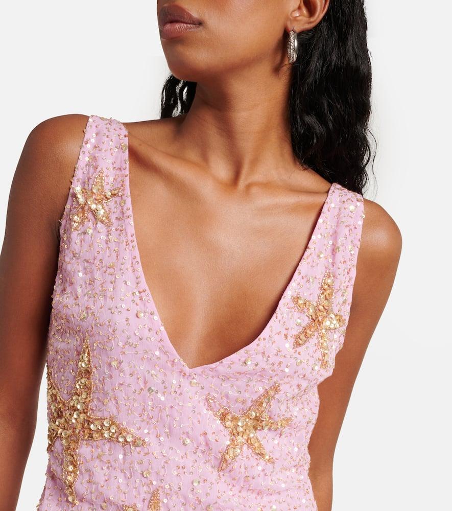 rixo pink starfish dress Rixo London Kamilla Pink Seahorse Starfish Print Dress  House Of Huntington