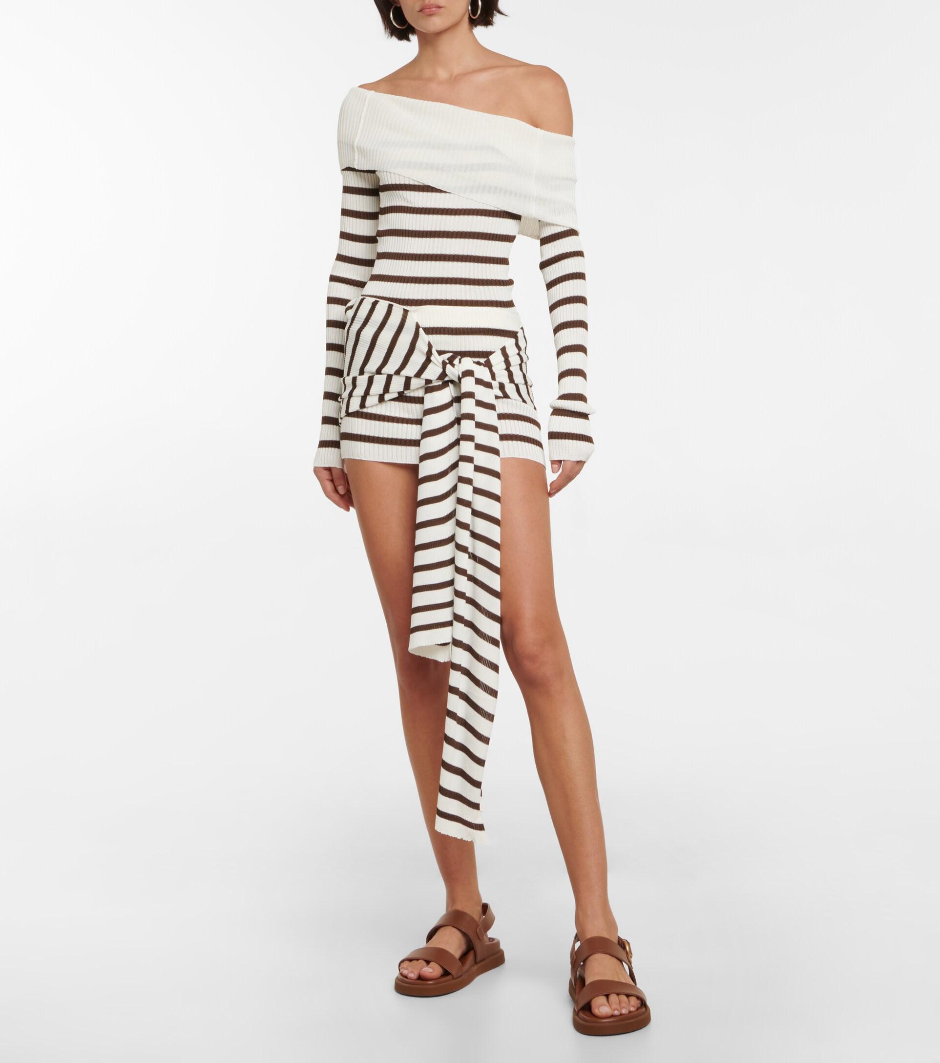 Jean Paul Gaultier Striped Wrap Miniskirt in White | Lyst