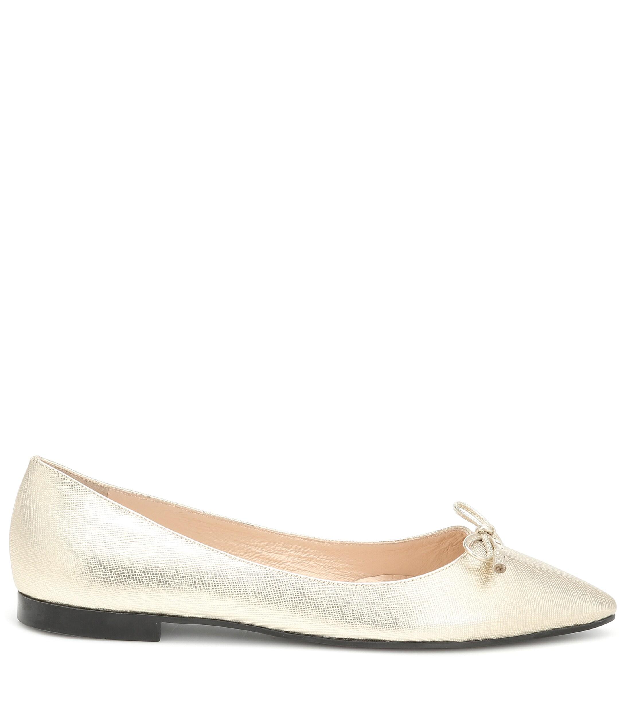 prada gold ballet flats