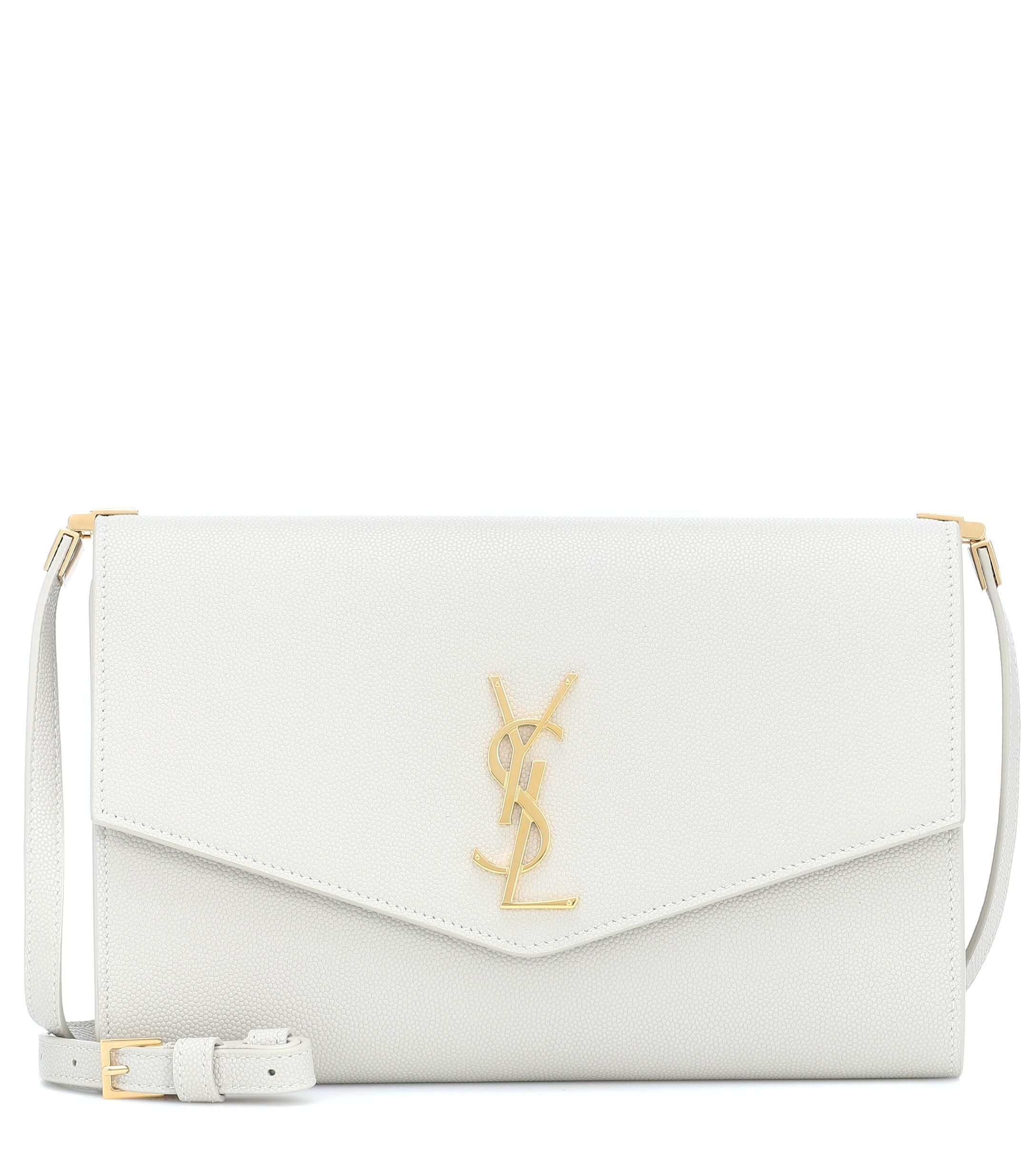 Saint Laurent Uptown Small Leather Clutch in Grey (Gray) - Lyst
