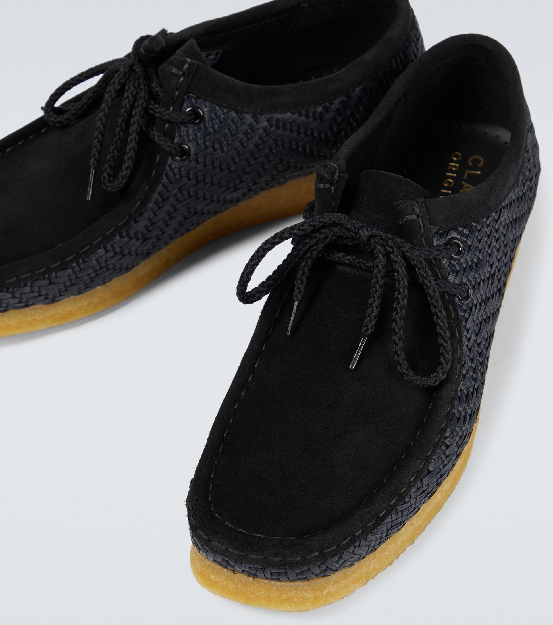 Clarks Wallabee Raffia And Suede Boots in Black for Men | Lyst