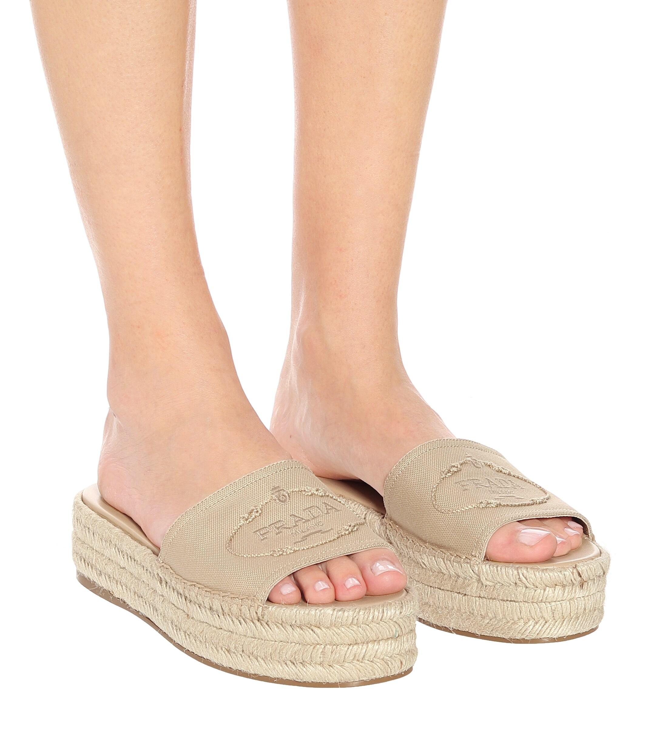 Prada Canvas Espadrille Slides in Natural Lyst Australia