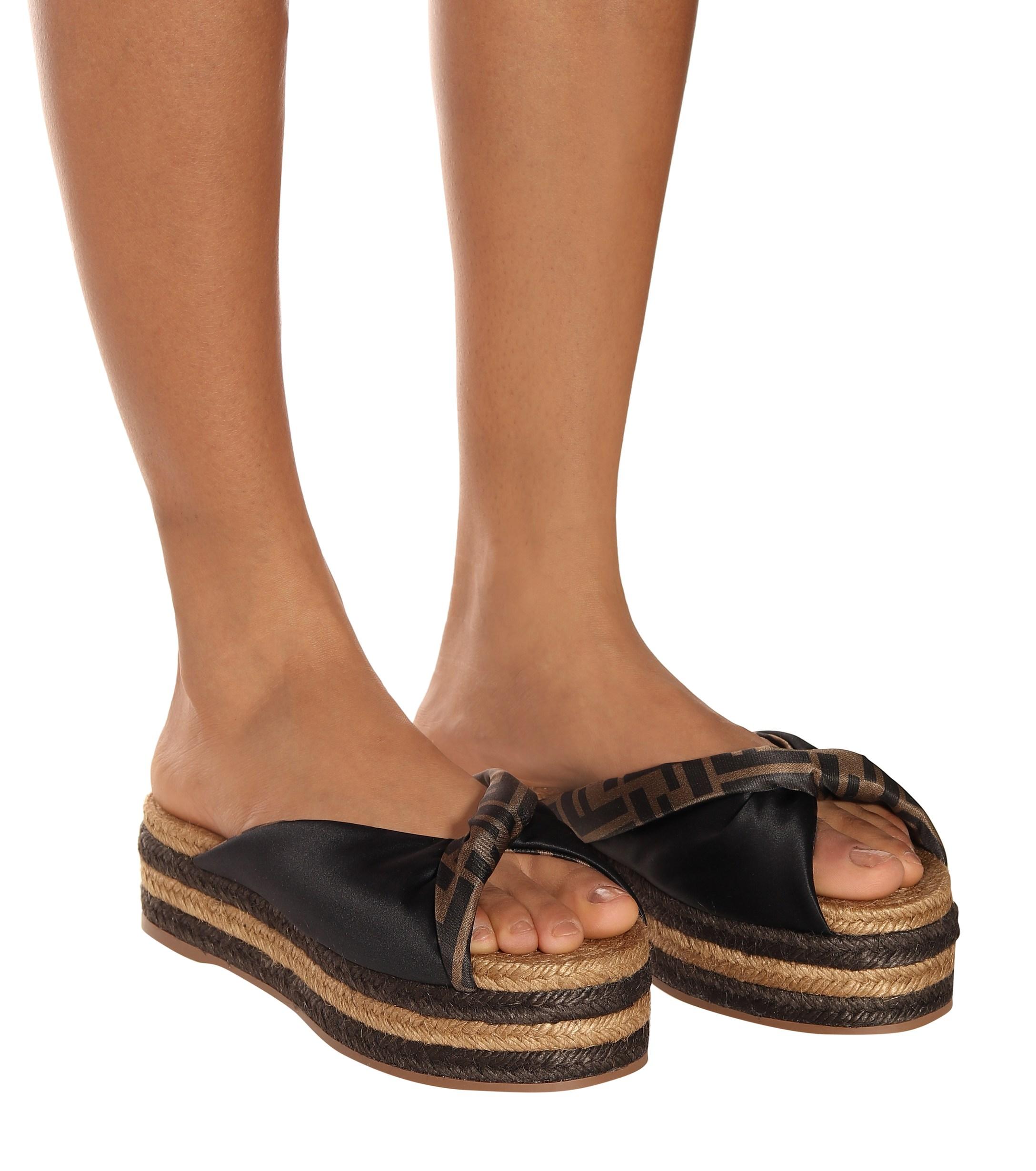 Fendi Satin Platform Espadrille Sandals 