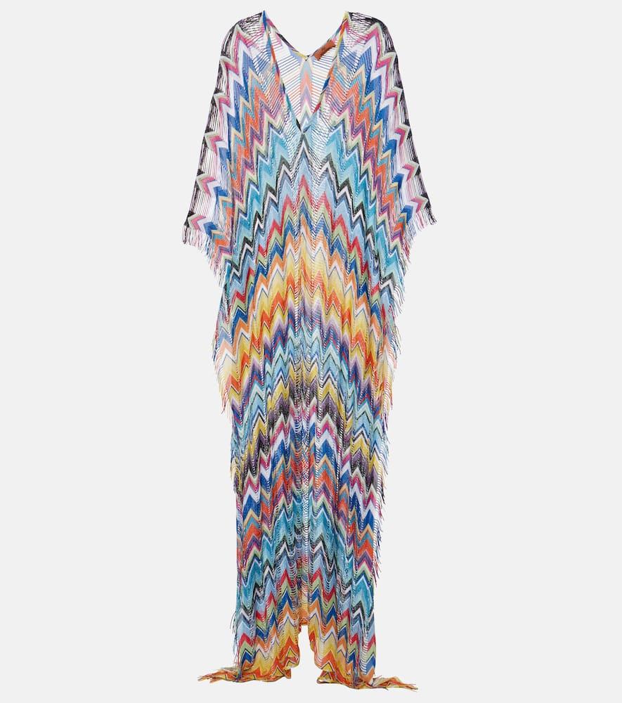 Missoni Zigzag-Pattern Maxi Beach Dress in Blue
