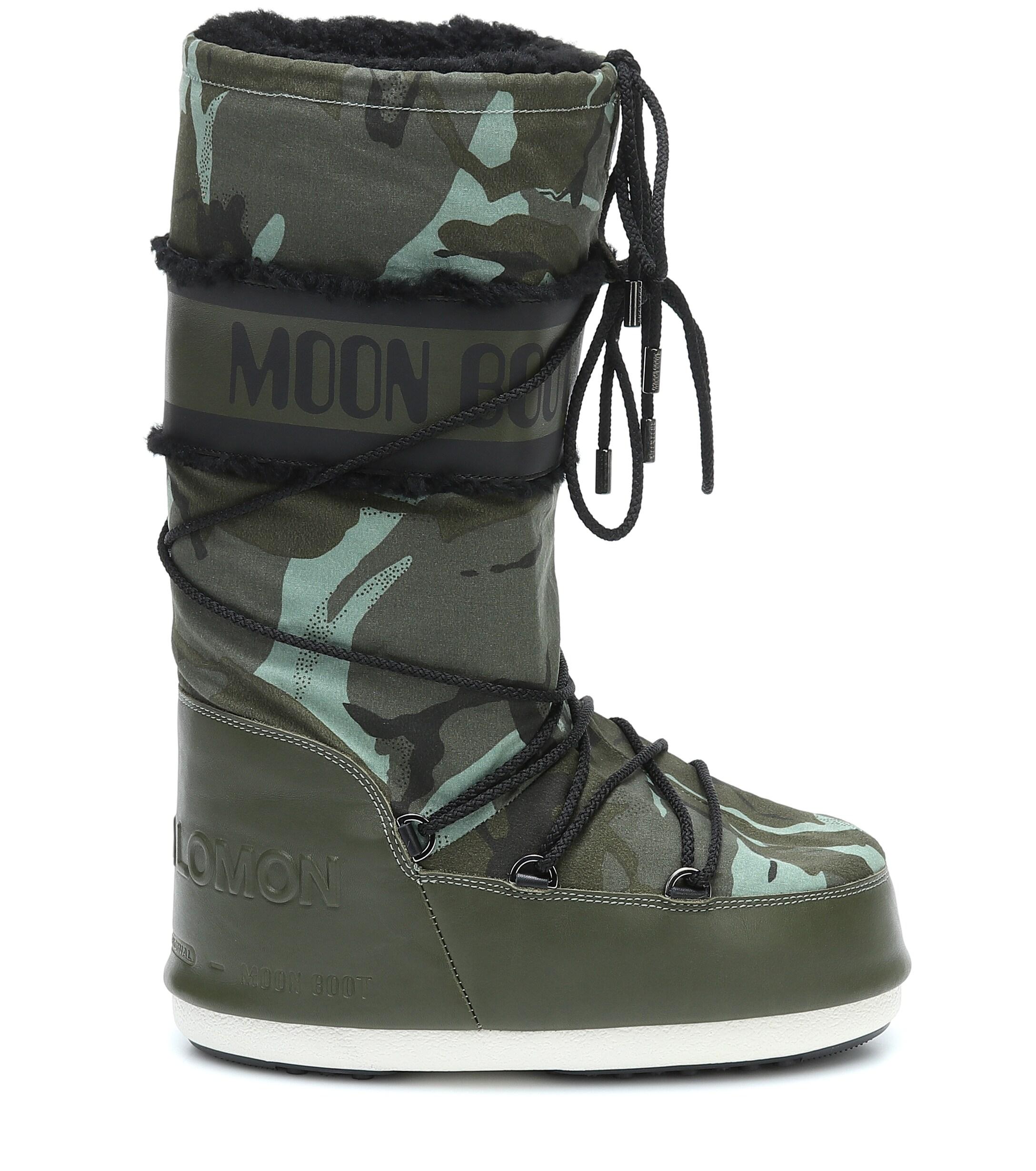 Yves Salomon X Moon Boot Leathertrimmed Boots in Green Lyst