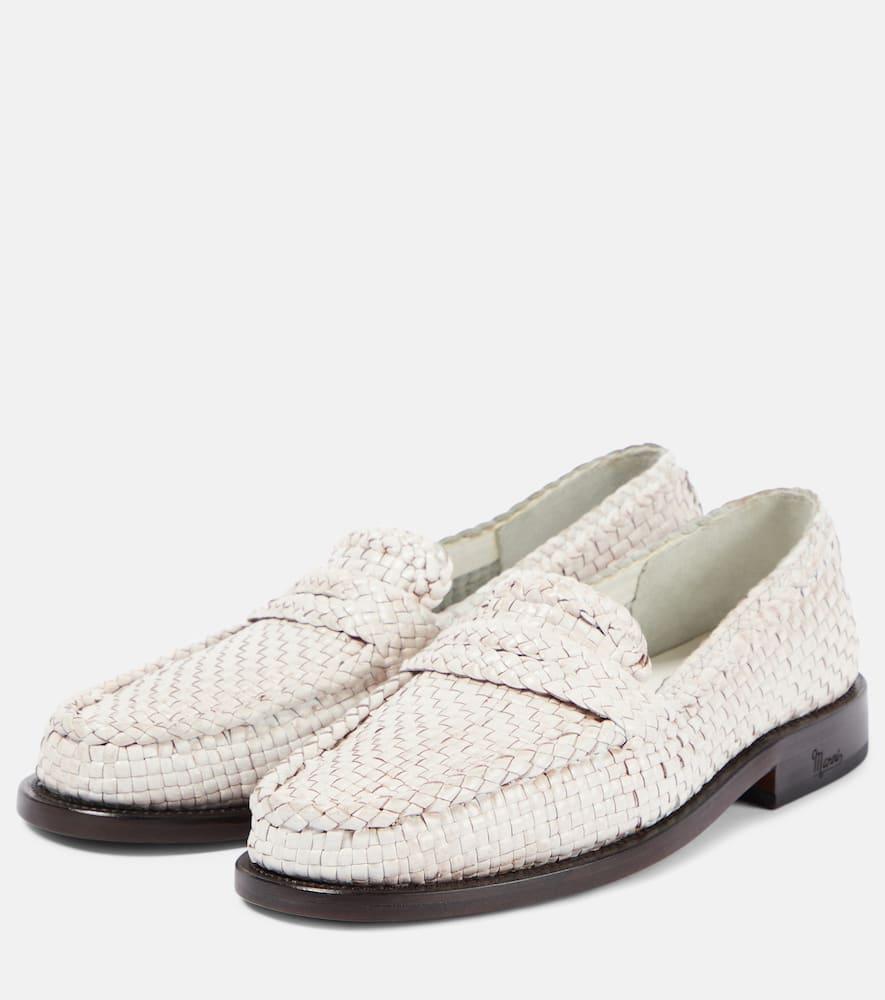 Marni Woven Leather Loafers in White Lyst UK